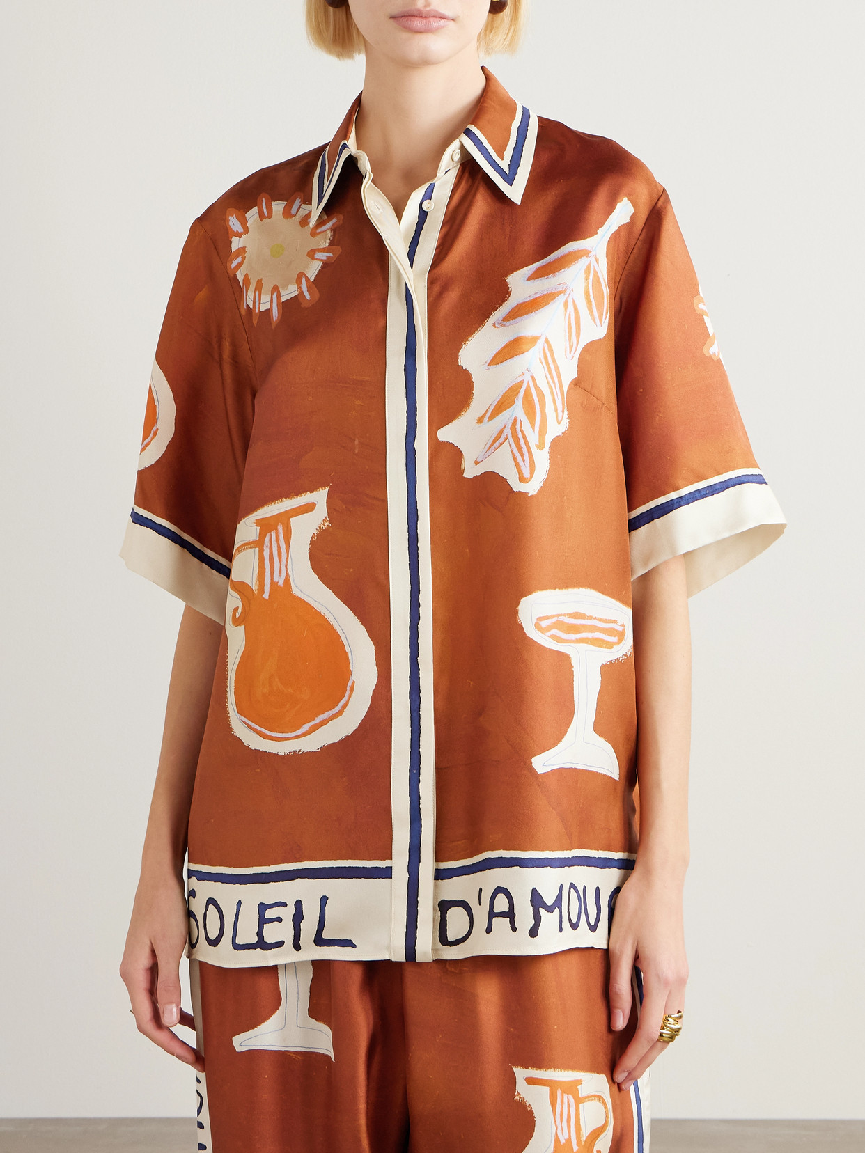 Alémais - Soleil D'Amour Printed Silk-Twill Shirt