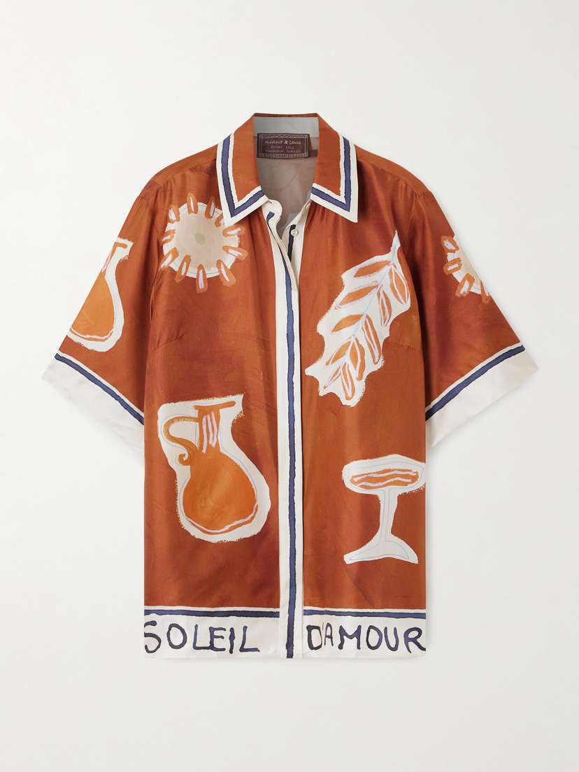 ALÉMAIS Soleil D'amour Printed Silk-twill Shirt
