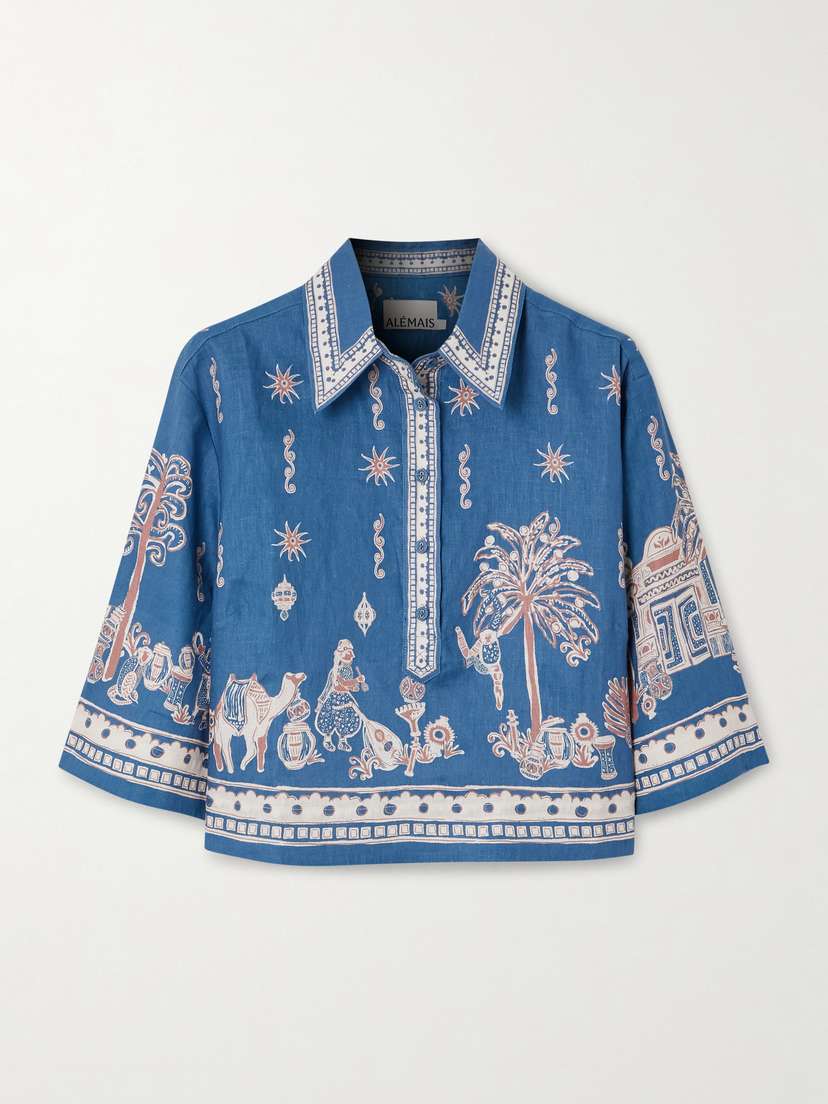 ALÉMAIS Acacia Cropped Printed Linen Shirt