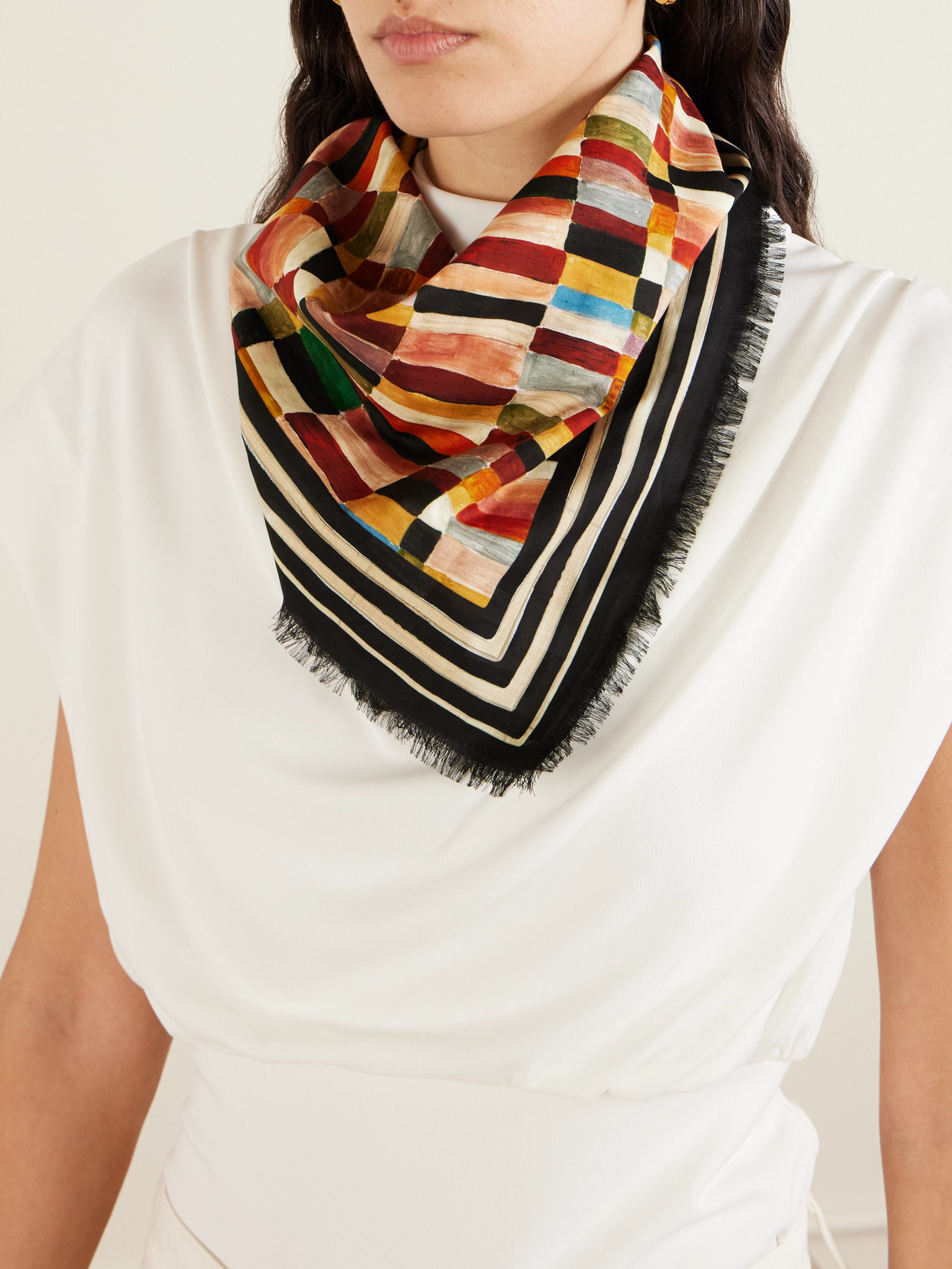 Alemais + Lrnce Printed Cotton-voile Scarf In Multi