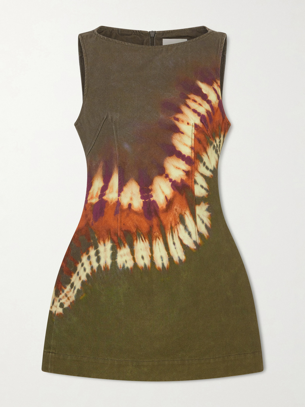 Alemais Marilyn Tie-dye Denim Mini Dress In Green