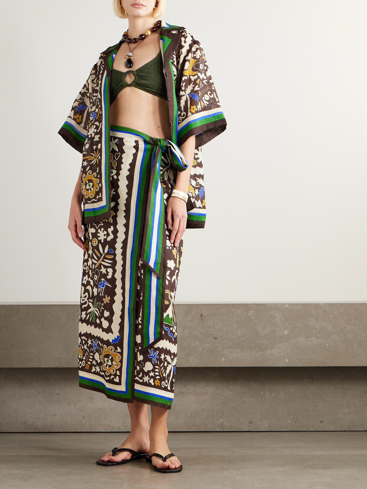 Alémais - Maroc Printed Linen Wrap Skirt