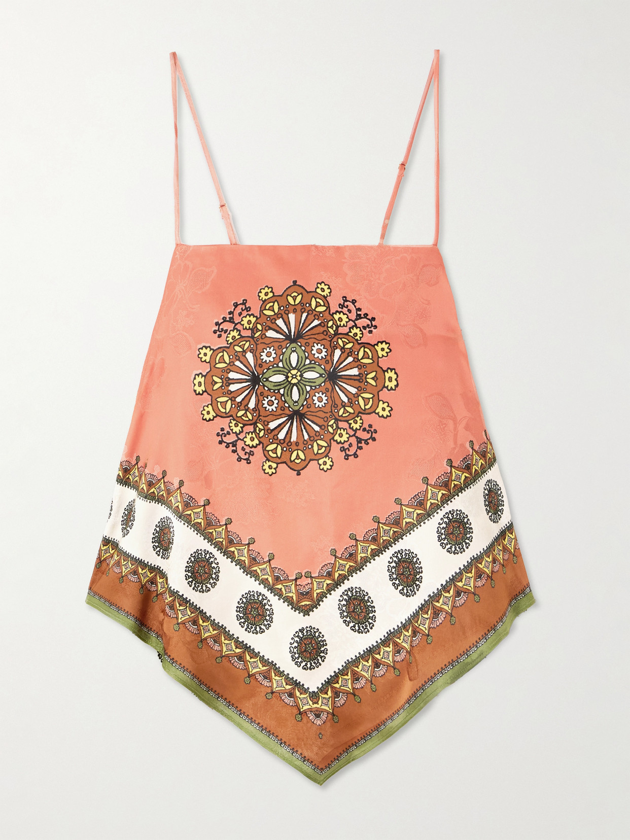 Alemais Contina Printed Satin-jacquard Top In Brown