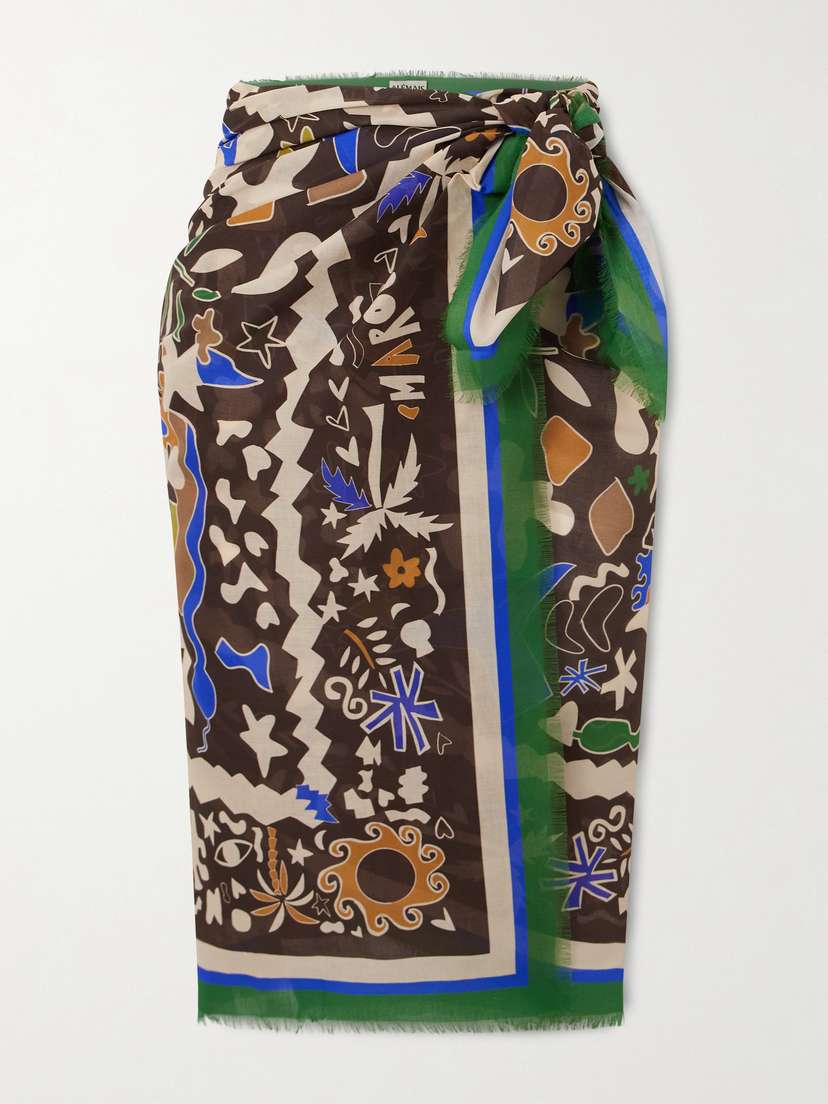 ALÉMAIS Maroc Frayed Printed Organic Cotton-voile Pareo