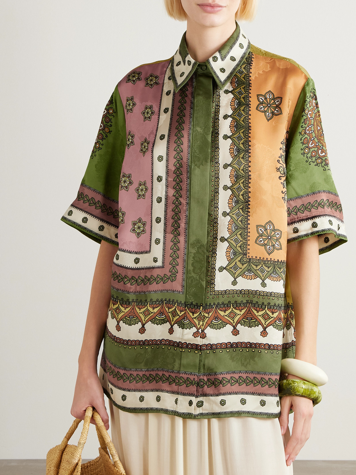Alémais - Contina Printed Satin-Jacquard Shirt