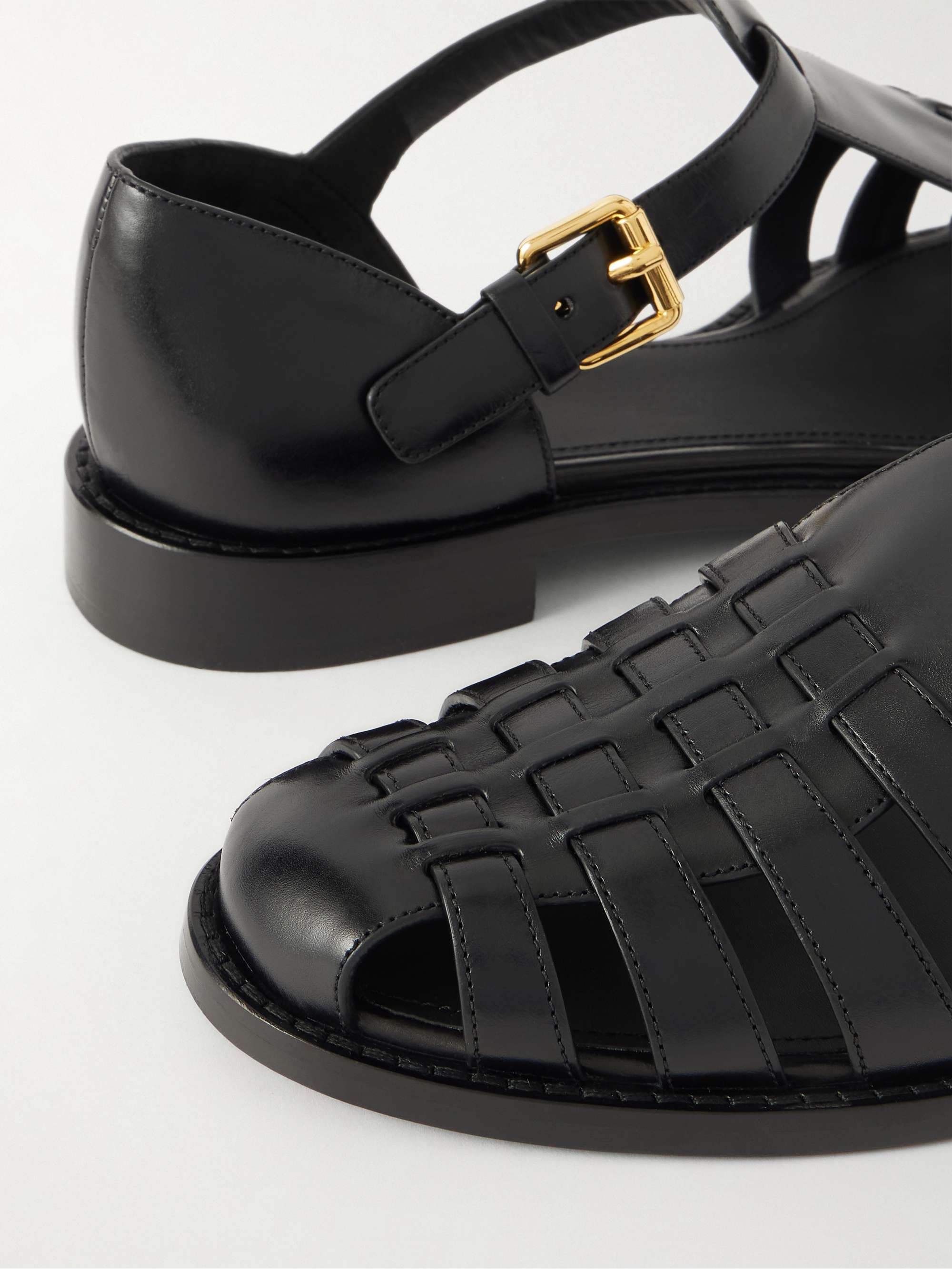 Church\'s Black Leather Woven Fisherman Buckle Sandals Church main image 4