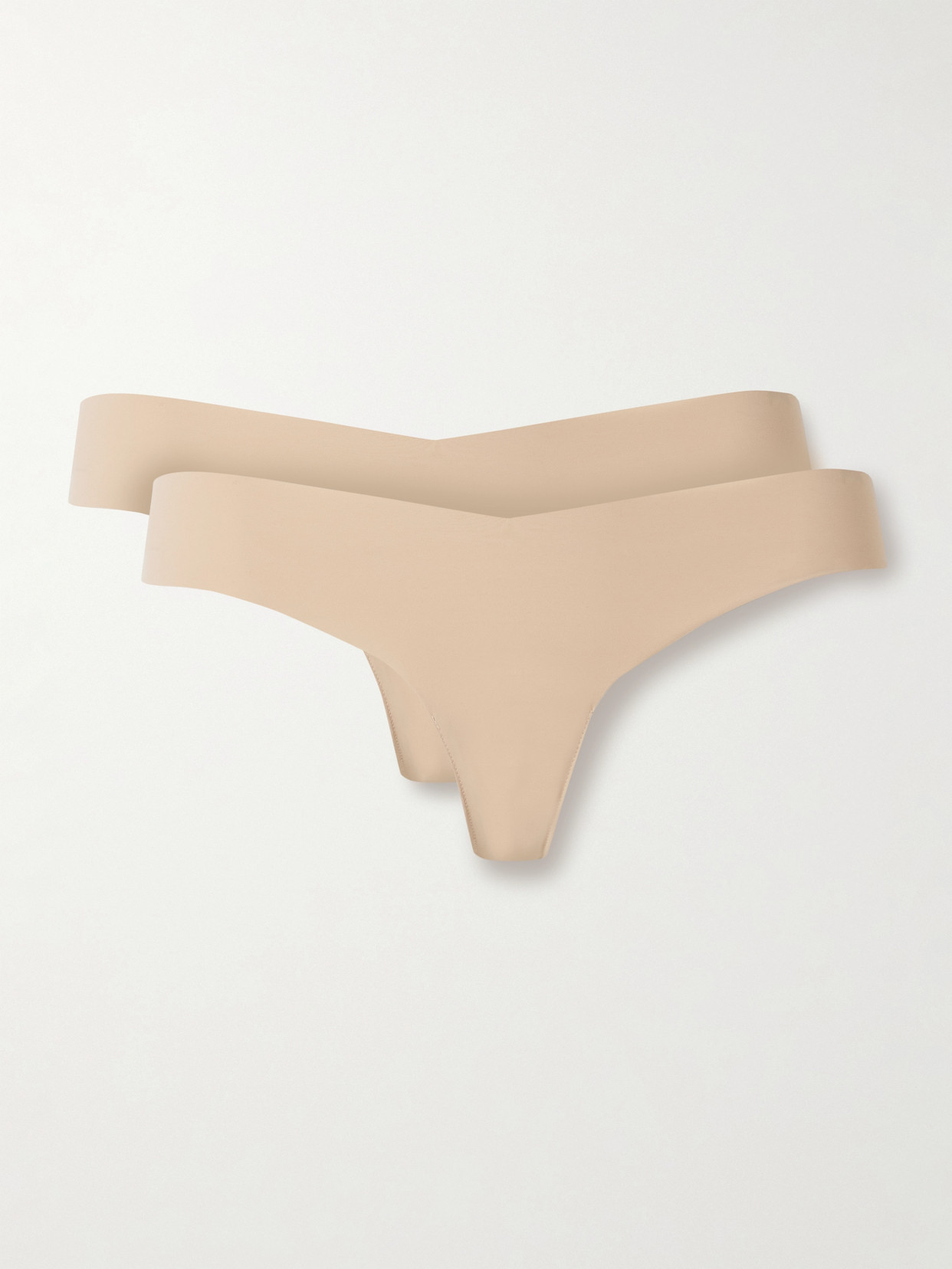 Commando Set Of Two Stretch-jersey Thongs In Gold