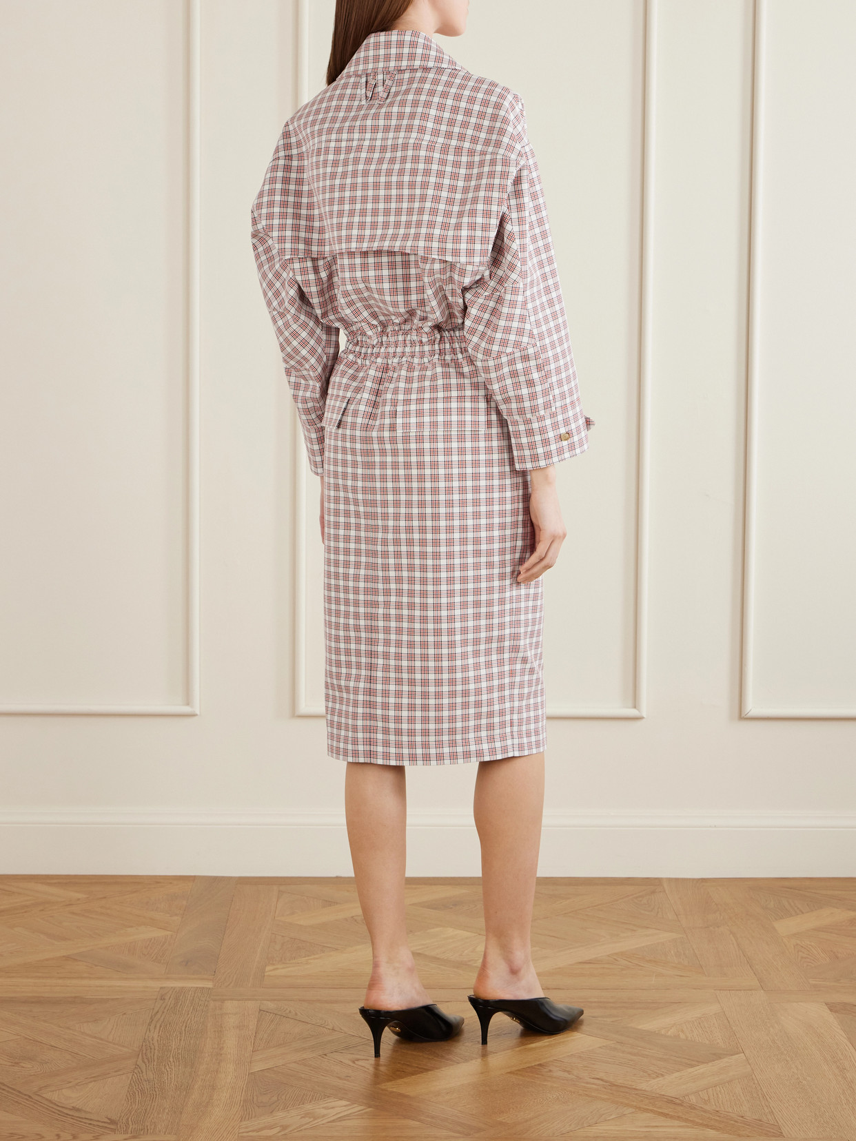 Checked Belted Cotton Trench Coat