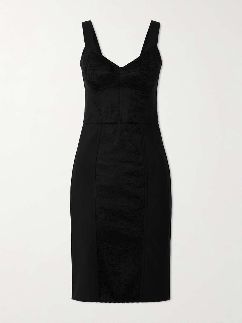 Dolce & Gabbana Lace-paneled Jersey Midi Dress