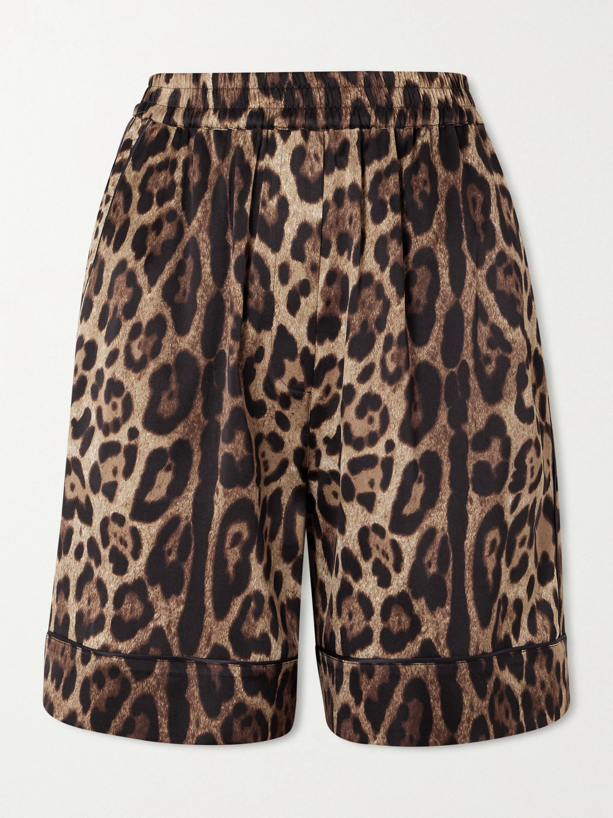 Dolce & Gabbana Leopard-print Silk-blend Satin Shorts In Multi
