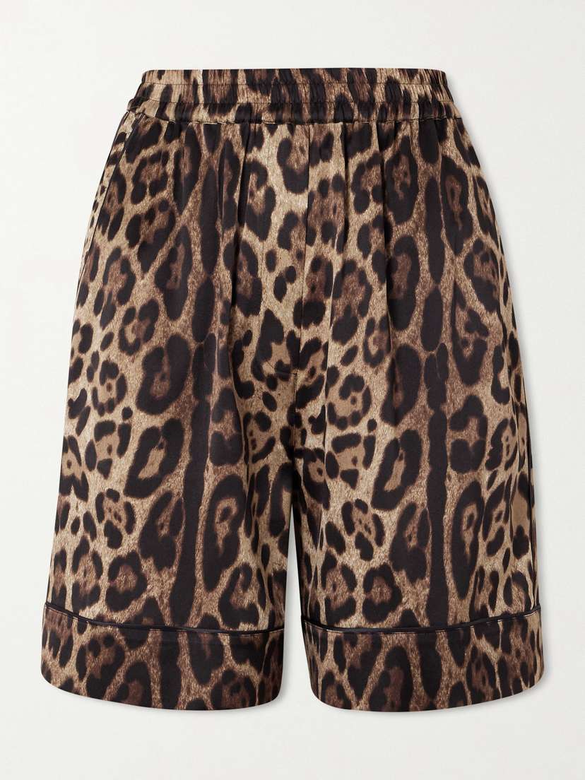 Dolce & Gabbana Leopard-print Silk-blend Satin Shorts