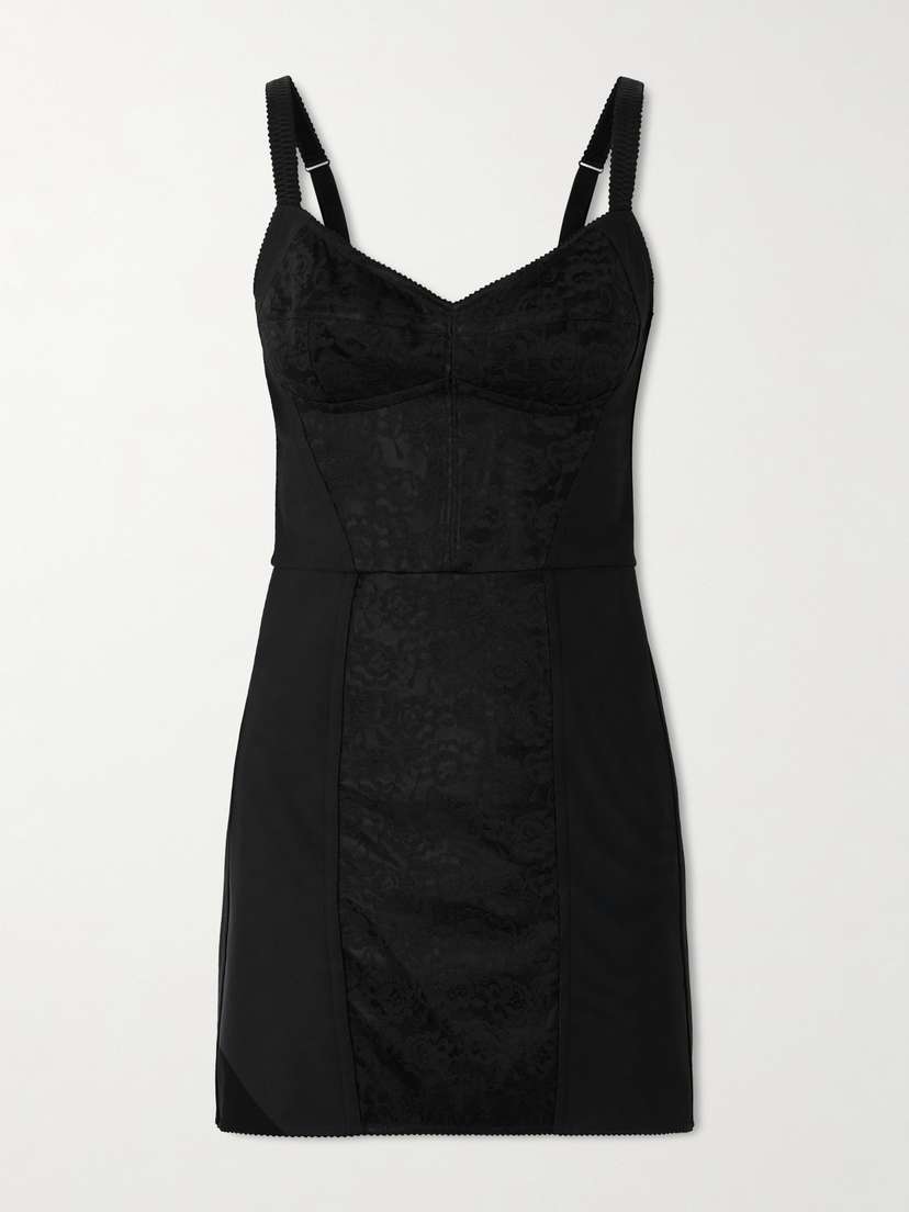Dolce & Gabbana Lace-paneled Jersey Mini Dress