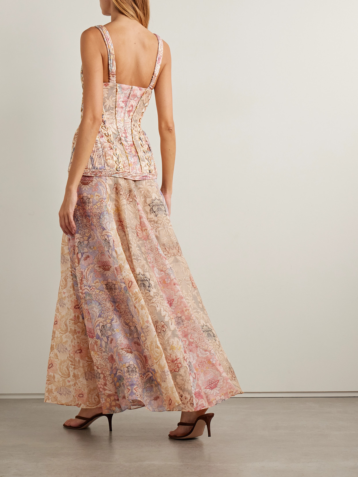 Zimmermann Rebellion Paneled Layered Printed Linen Maxi Dress In White