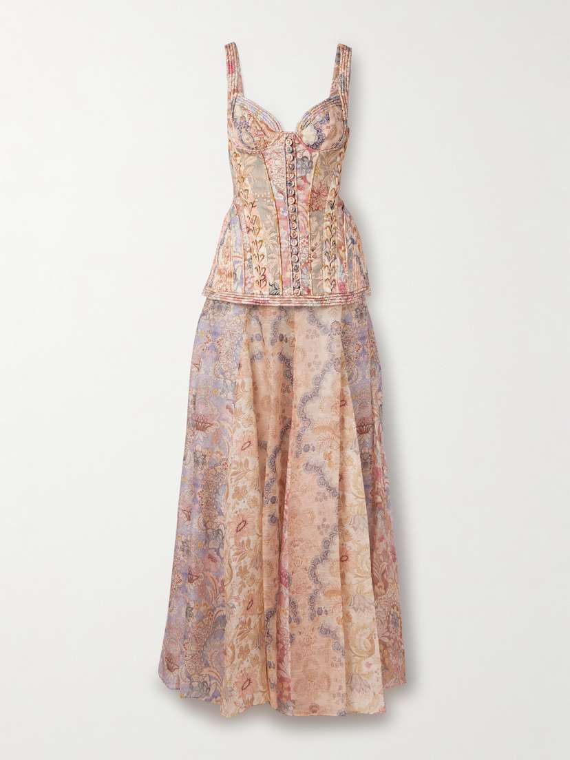 Zimmermann Rebellion Paneled Layered Printed Linen Maxi Dress