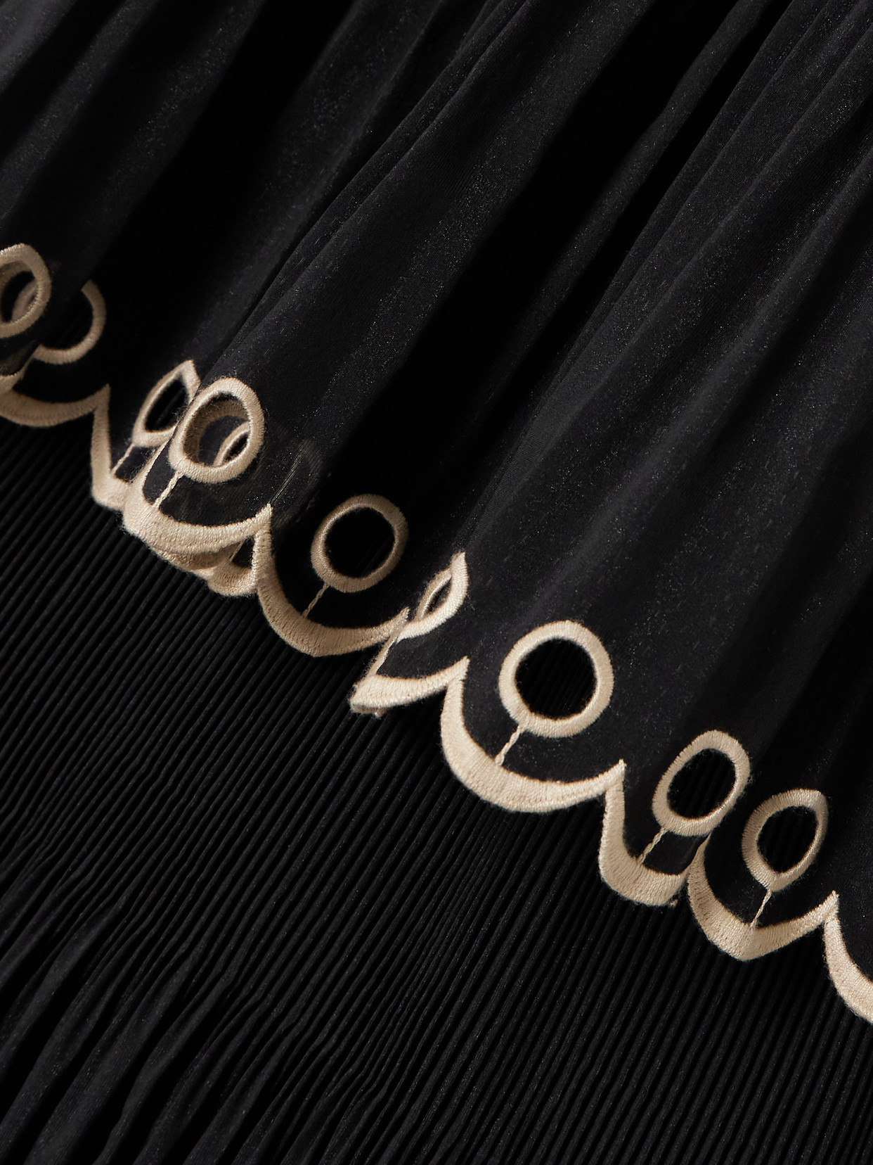 Zimmermann Tiered Embroidered Georgette Midi Dress In Black