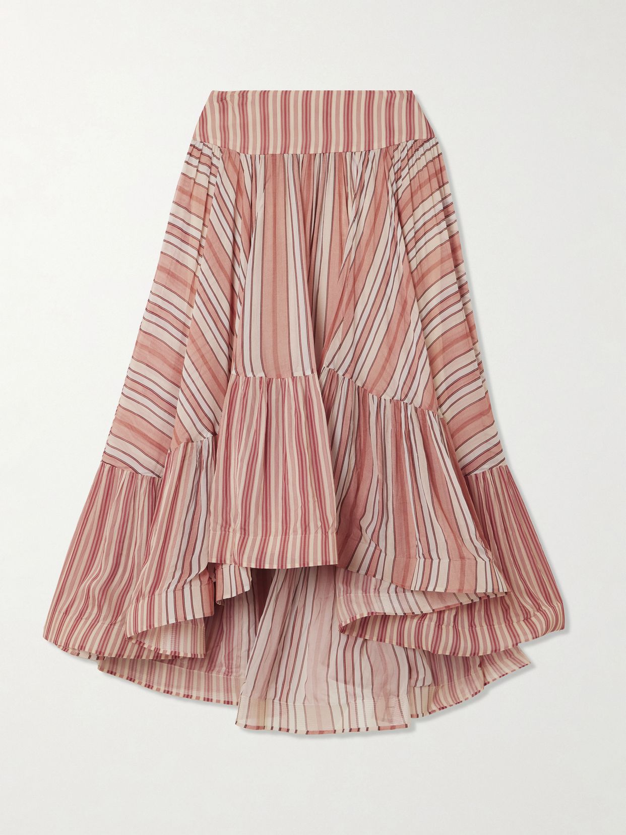 Rebellion Bohemian asymmetric tiered striped georgette skirt
