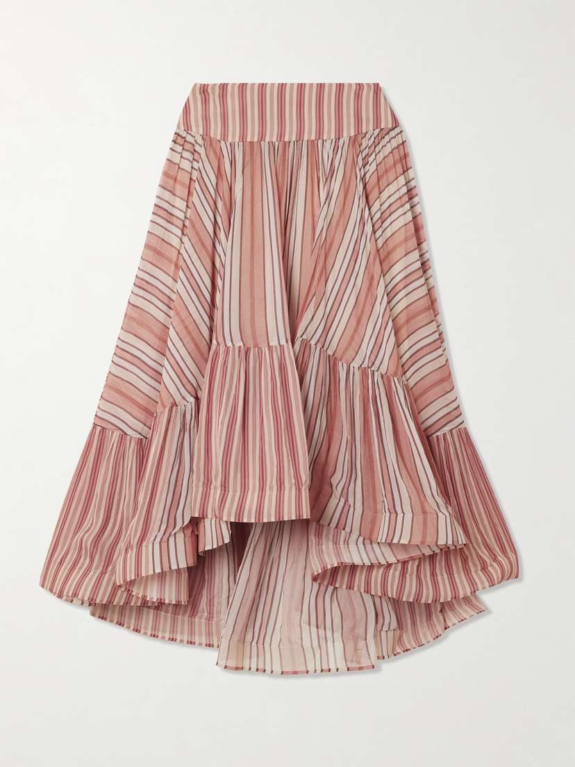 Zimmermann Rebellion Bohemian Asymmetric Tiered Striped Georgette Skirt