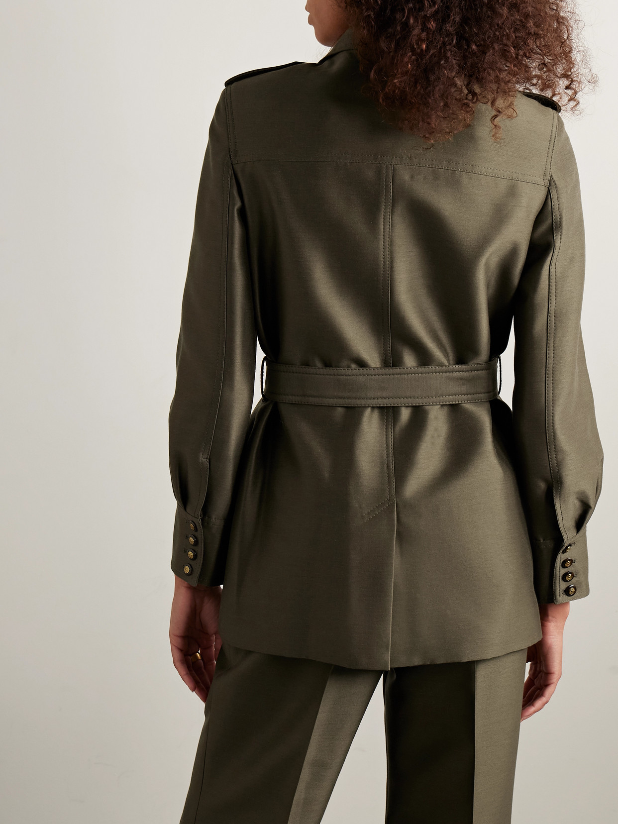 Zimmermann Rebellion Belted Wool And Silk-blend Jacket In Gray