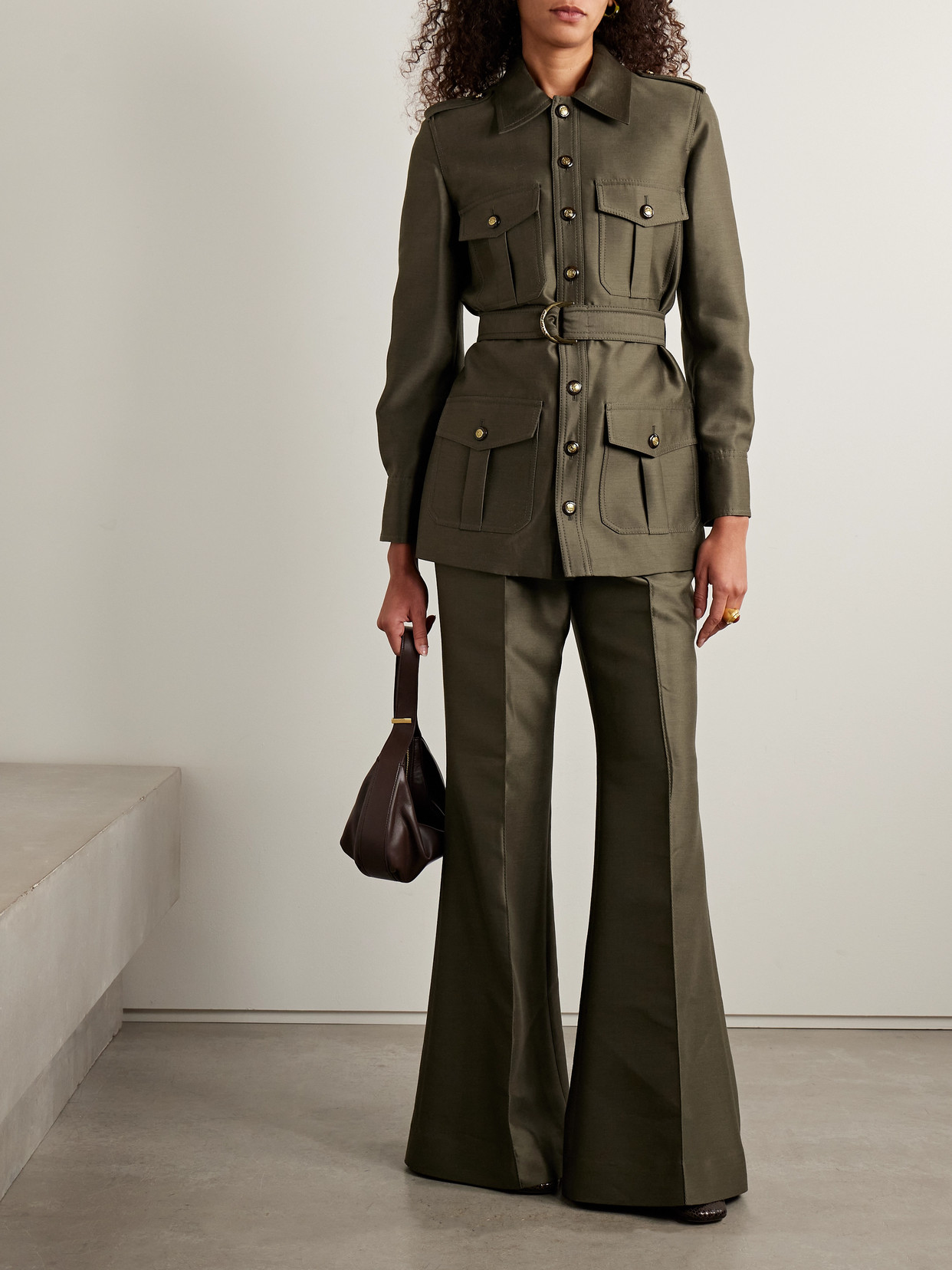 Zimmermann Rebellion Belted Wool And Silk-blend Jacket In Gray