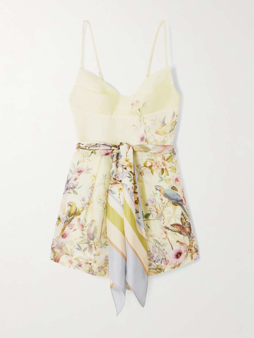 Zimmermann Rebellion Printed Linen And Silk-blend Playsuit