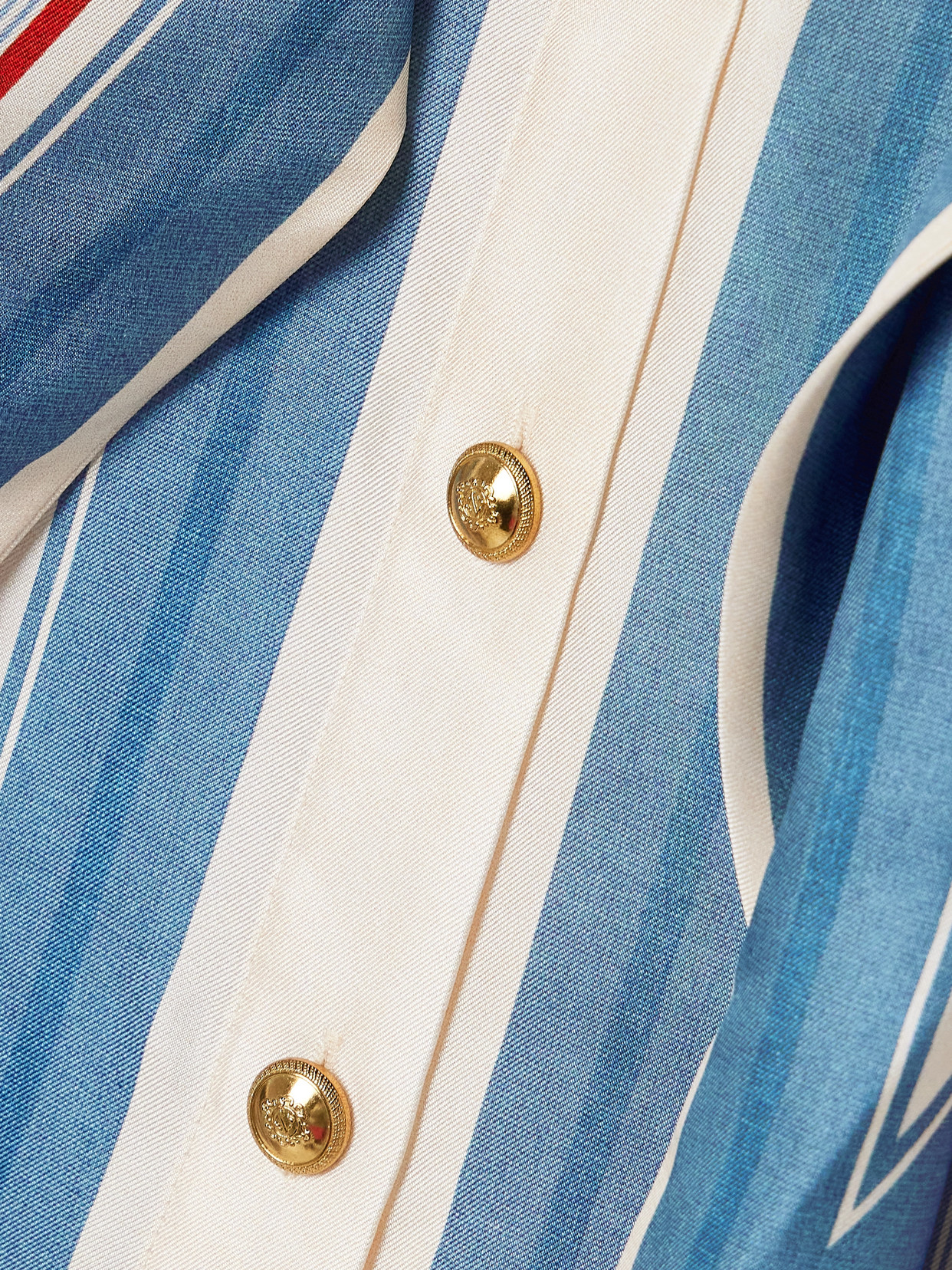 Zimmermann Tie-neck Striped Silk-twill Shirt In Blue