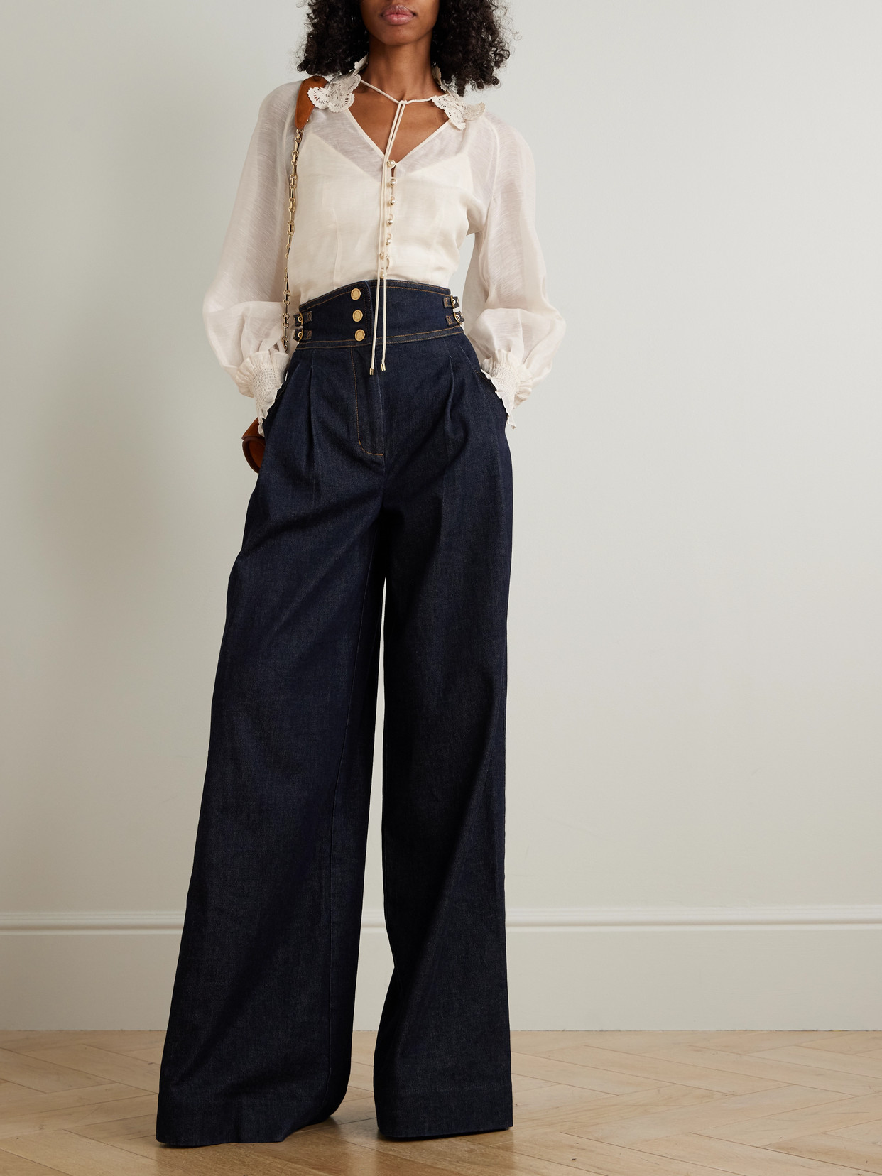 Rebellion Lace-Trimmed Gathered Linen And Silk-Blend Gauze Blouse