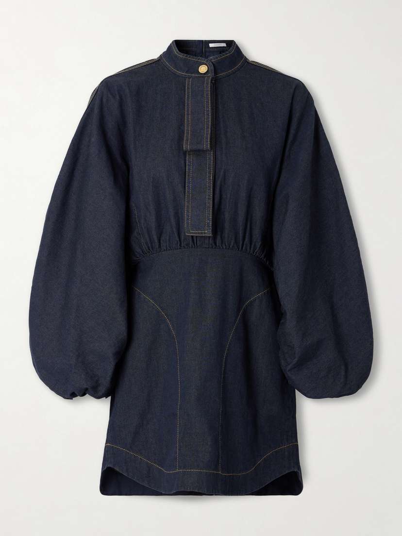 Zimmermann Gathered Denim Mini Dress