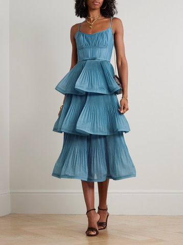 Zimmermann Tiered pleated voile midi dress