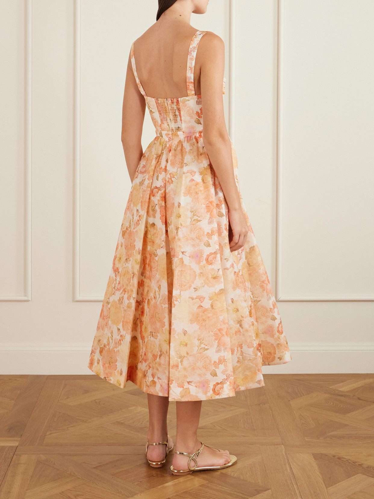 Zimmermann Womens Golden Bloom Rebellion Drape Linen And Silk Midi Dress In Orange