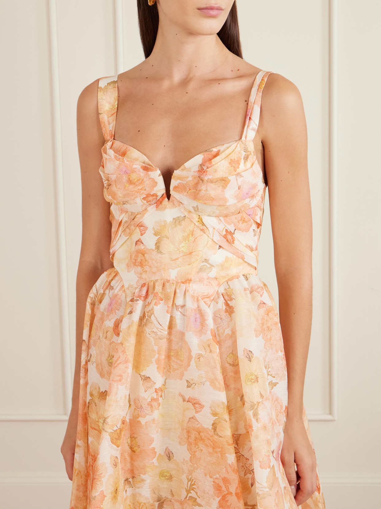 Zimmermann Womens Golden Bloom Rebellion Drape Linen And Silk Midi Dress In Orange