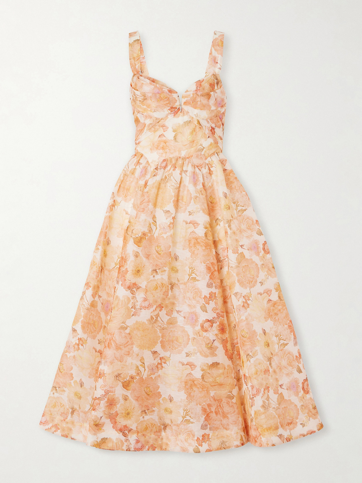 Zimmermann Womens Golden Bloom Rebellion Drape Linen And Silk Midi Dress In Orange