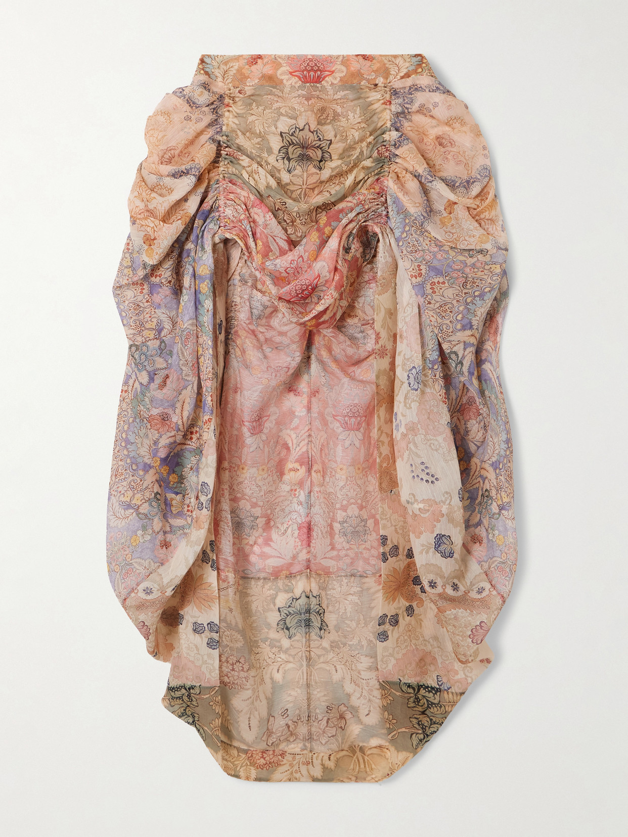Zimmermann Rebellion Asymmetric Draped Printed Linen And Silk-blend Midi Skirt In Multi