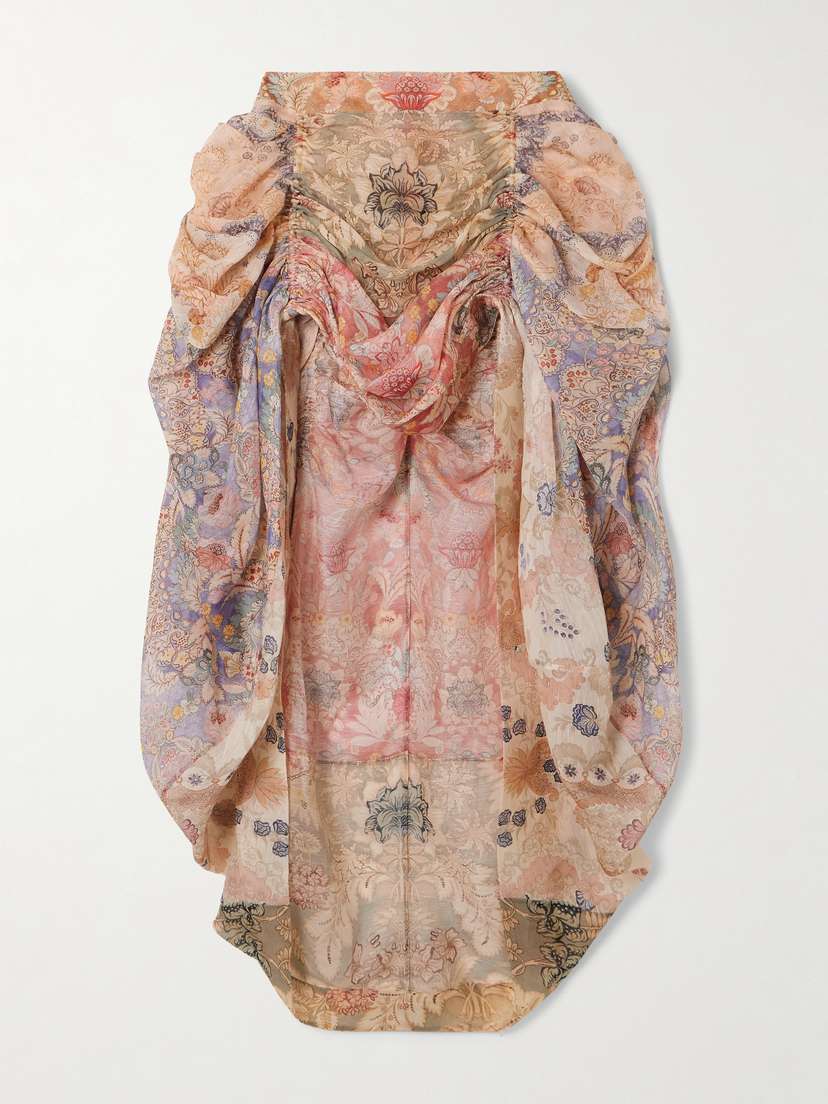 Zimmermann Rebellion Asymmetric Draped Printed Linen And Silk-blend Midi Skirt