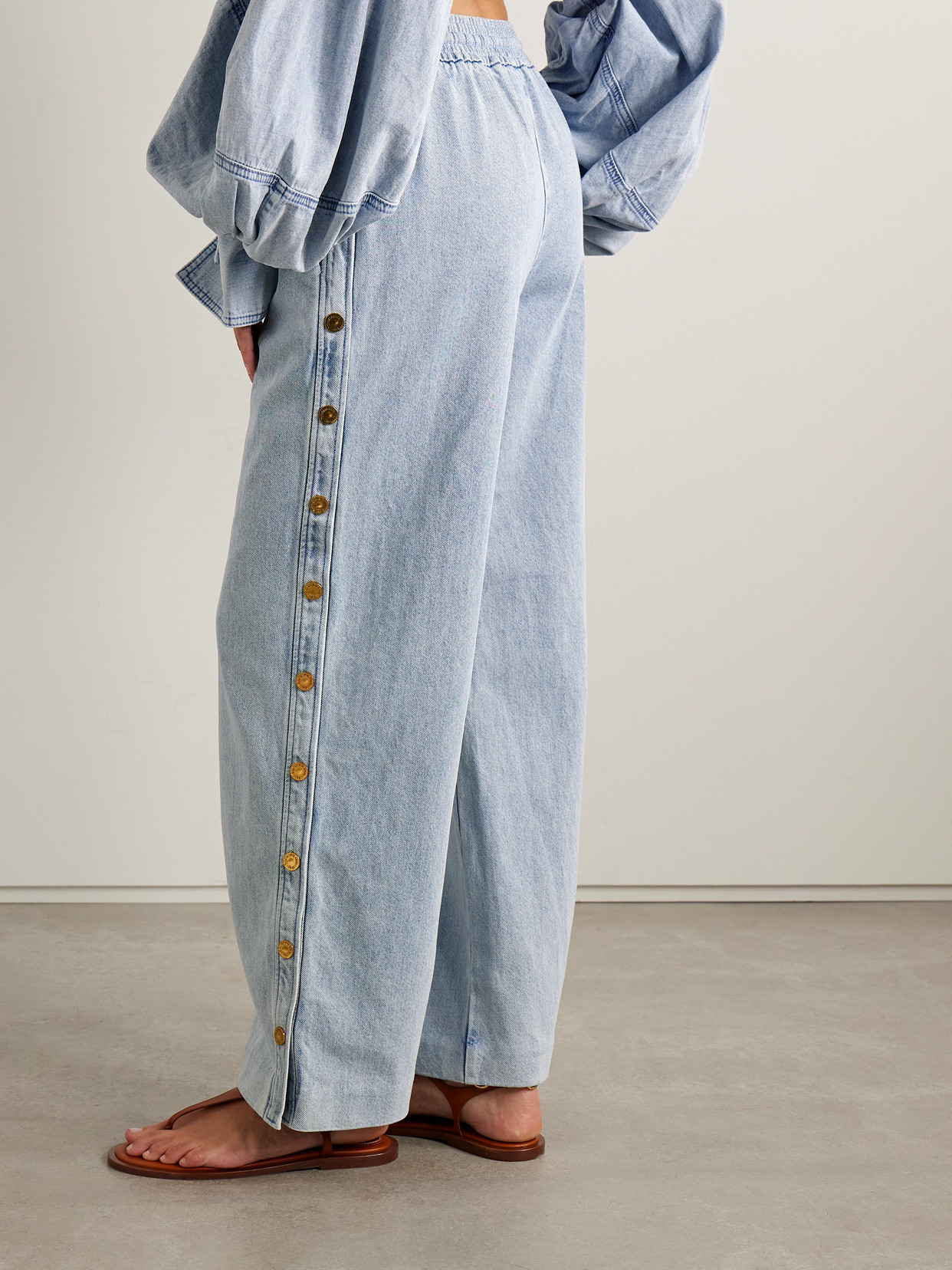 Zimmermann Button-detailed Mid-rise Wide-leg Jeans In Blue