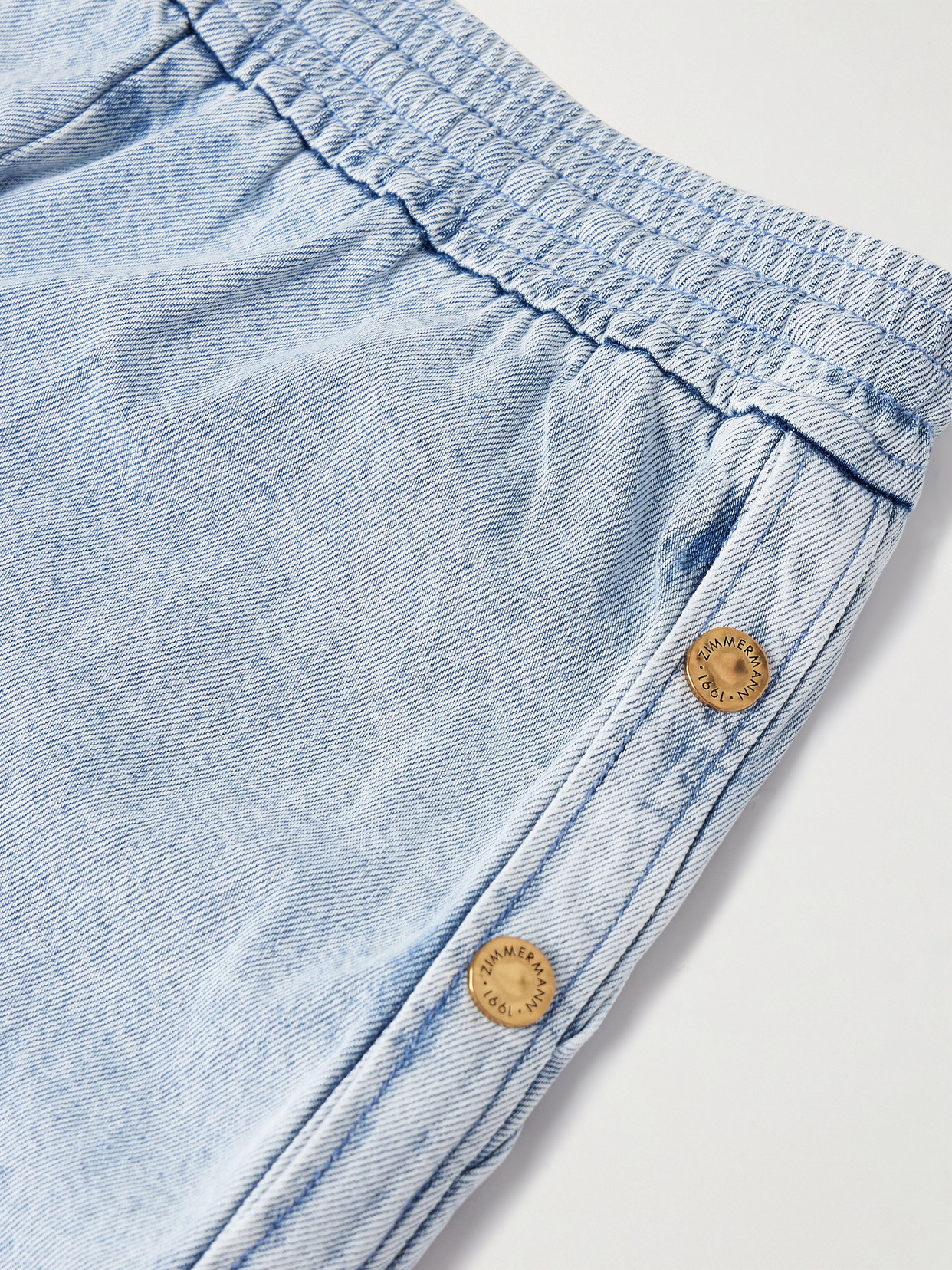 Zimmermann Button-detailed Mid-rise Wide-leg Jeans In Blue