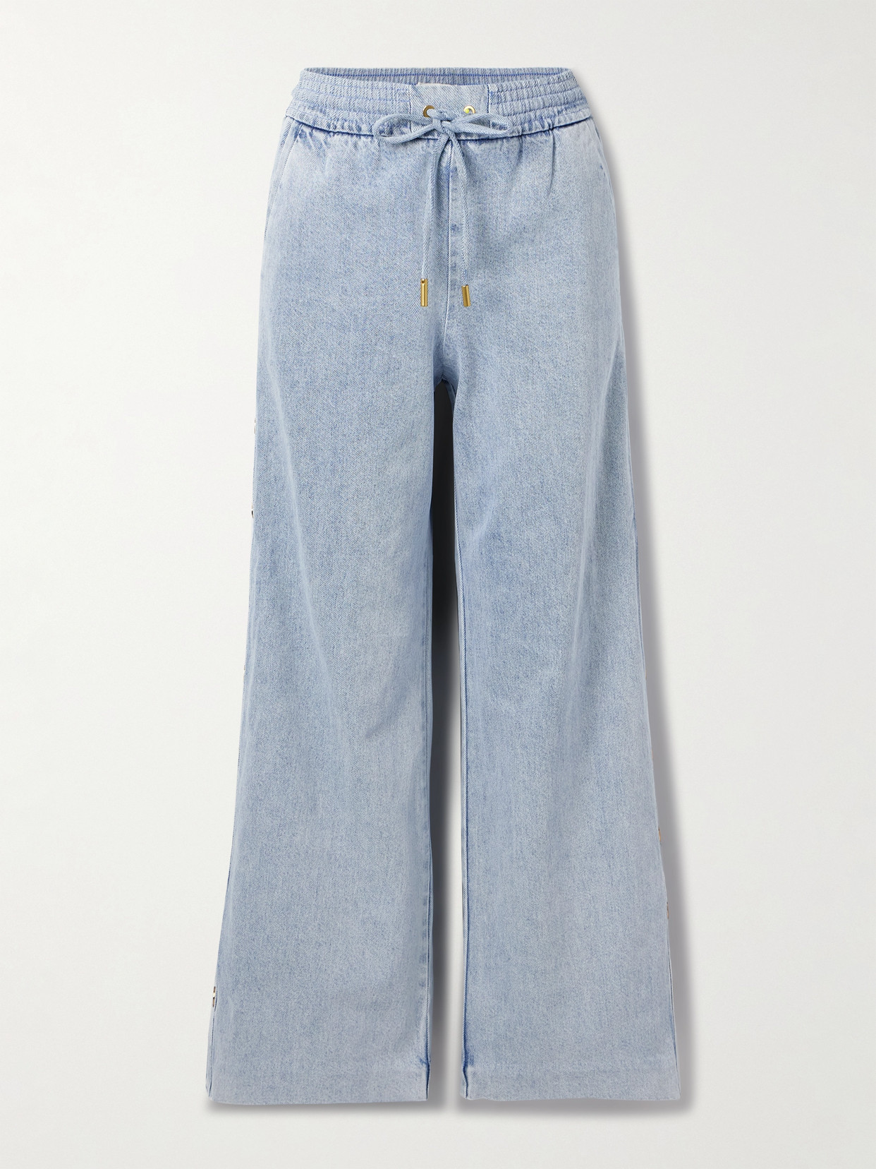 Zimmermann Button-detailed Mid-rise Wide-leg Jeans In Blue