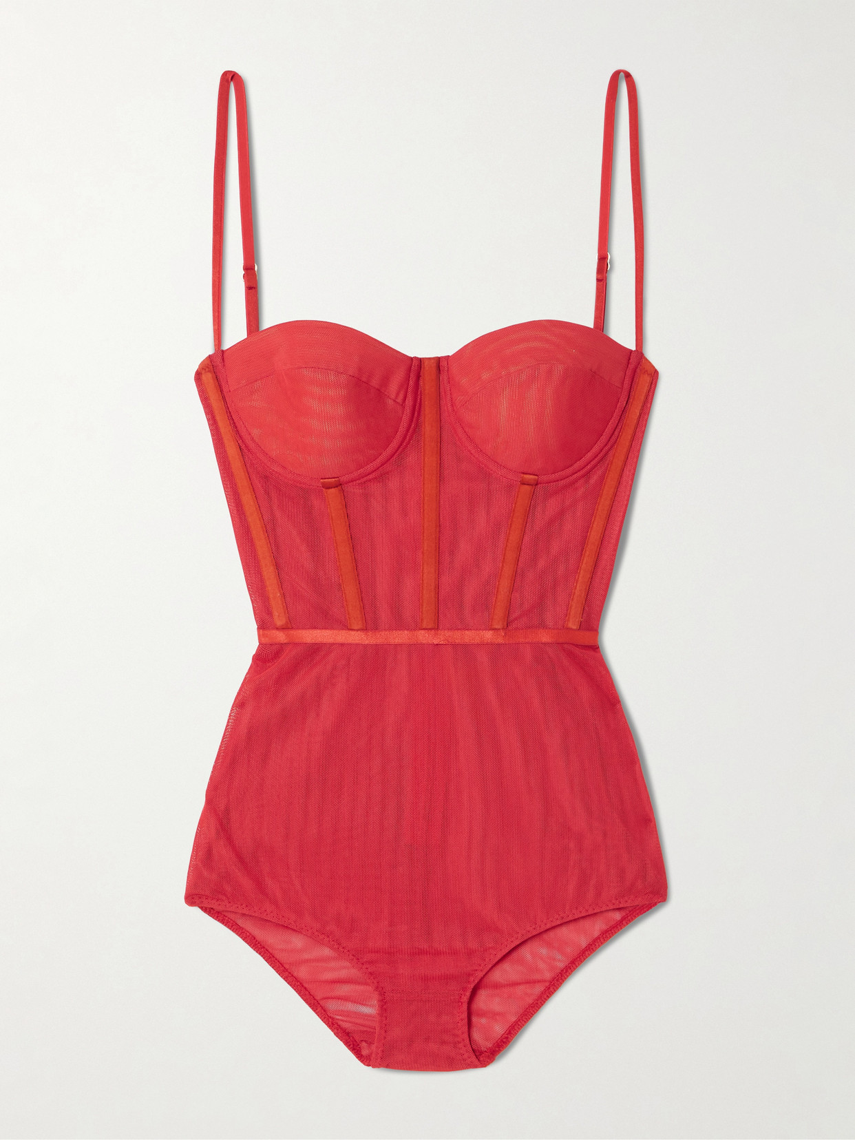 Zimmermann Rebellion Mesh Corset Bodysuit In Red