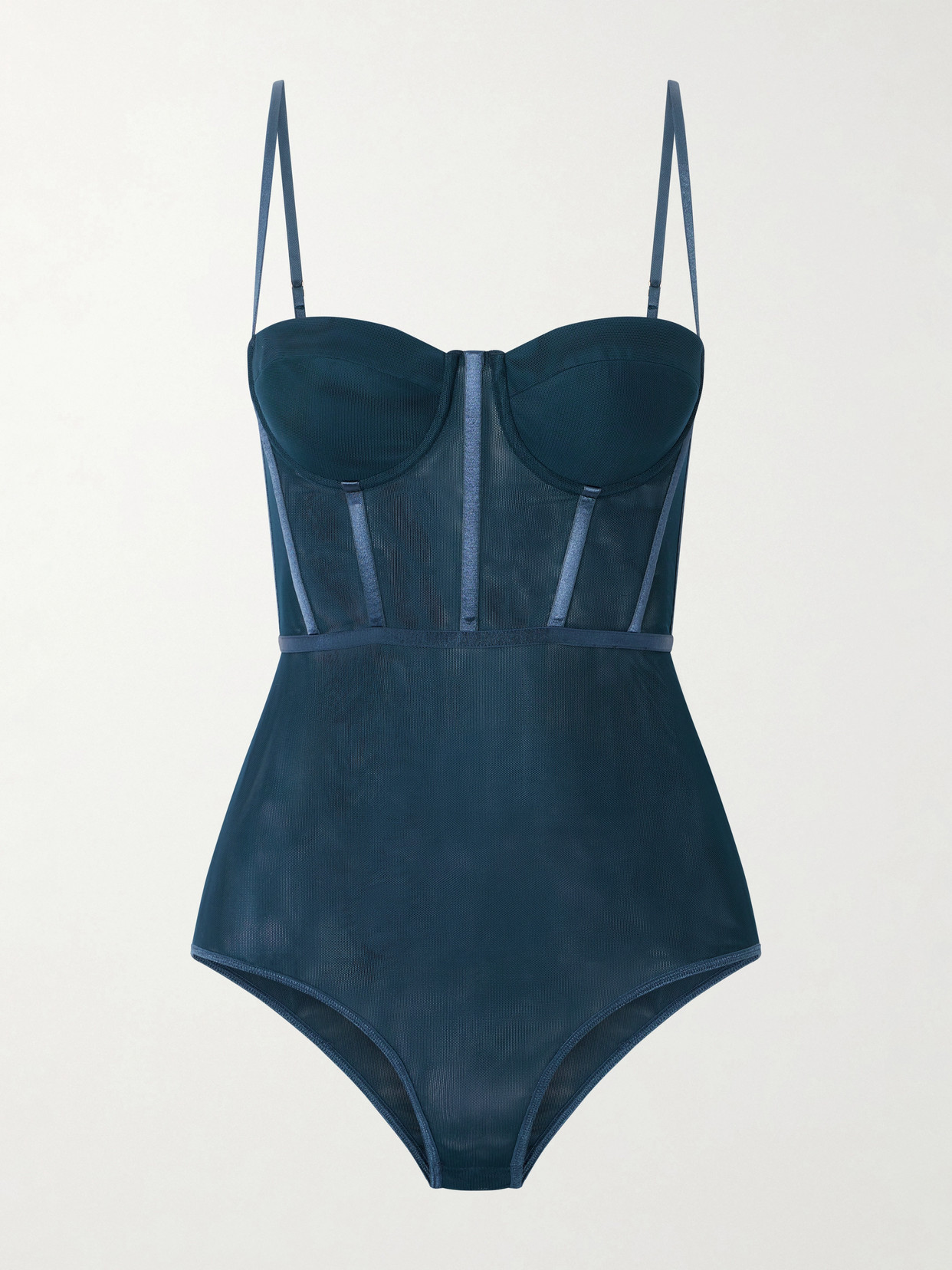 Zimmermann Rebellion Mesh Corset Bodysuit In Blue