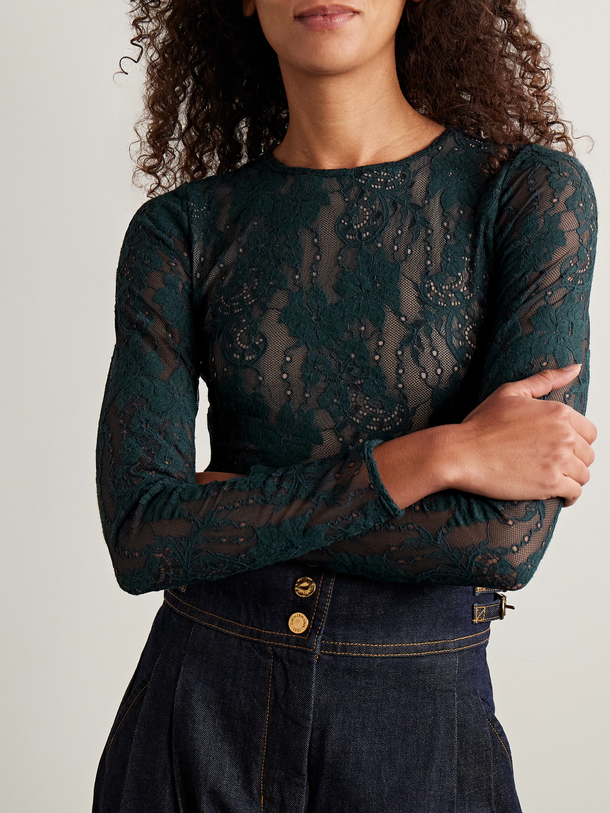 Zimmermann Lace Bodysuit In Green
