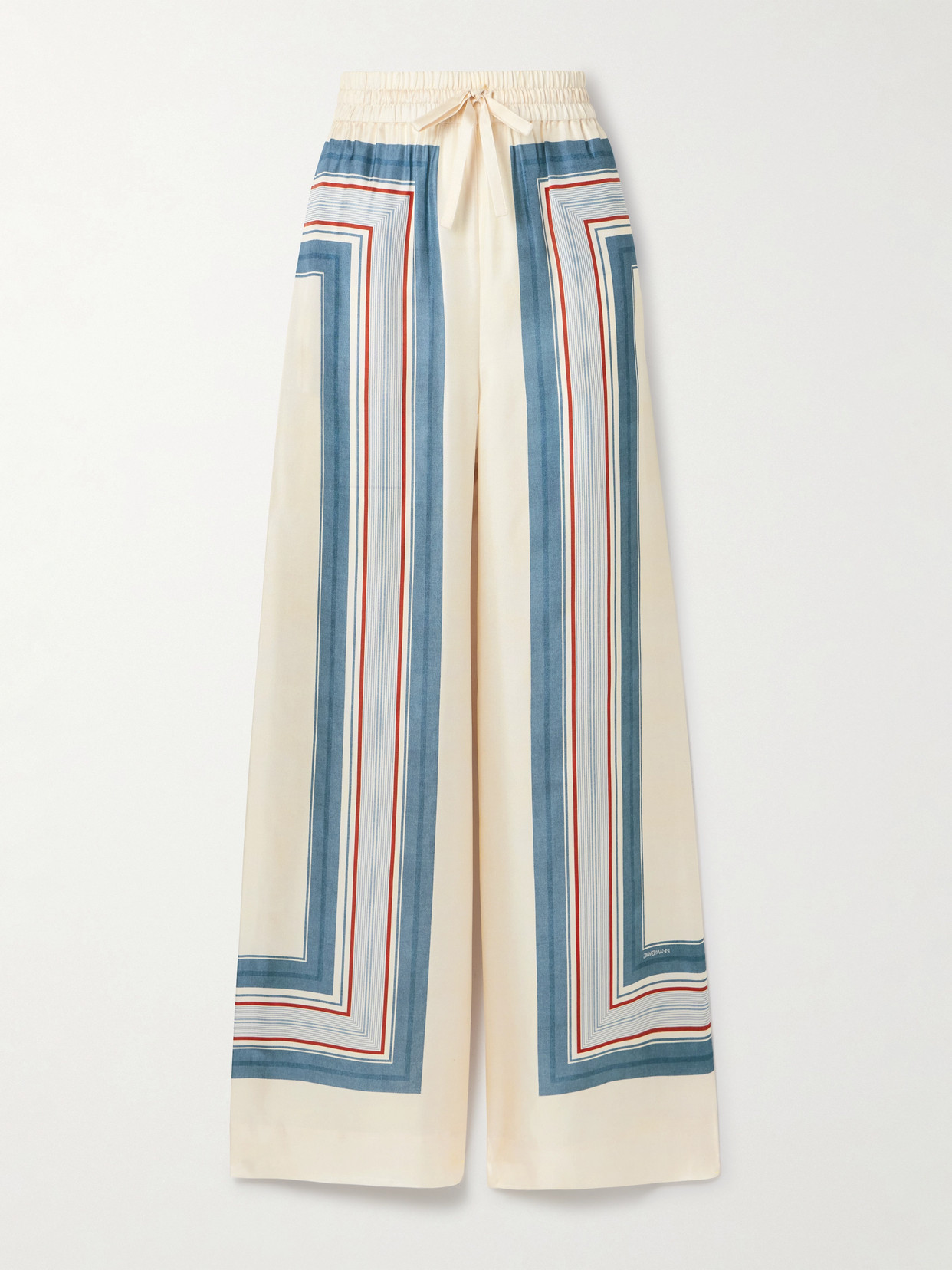 Zimmermann Striped Silk-twill Wide-leg Pants In Blue
