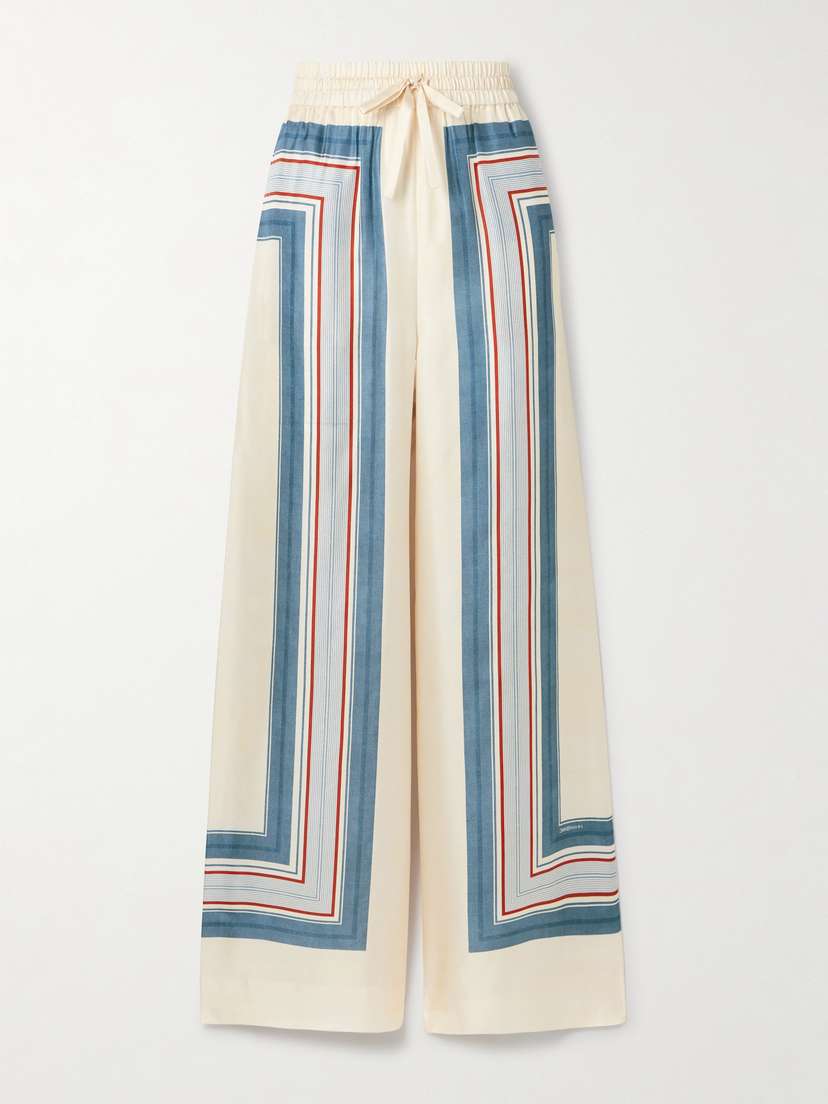 Zimmermann Striped Silk-twill Wide-leg Pants