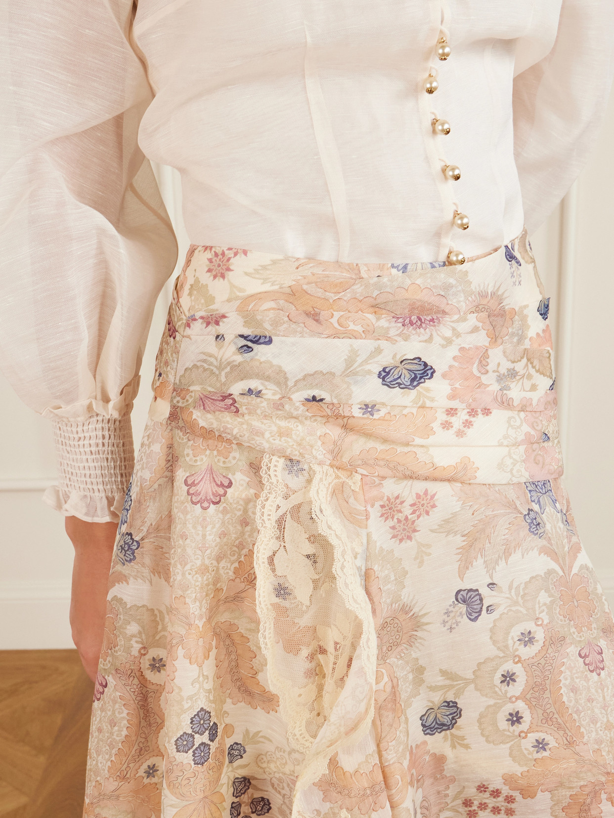 Rebellion Lace-Trimmed Floral-Print Linen And Silk-Blend Maxi