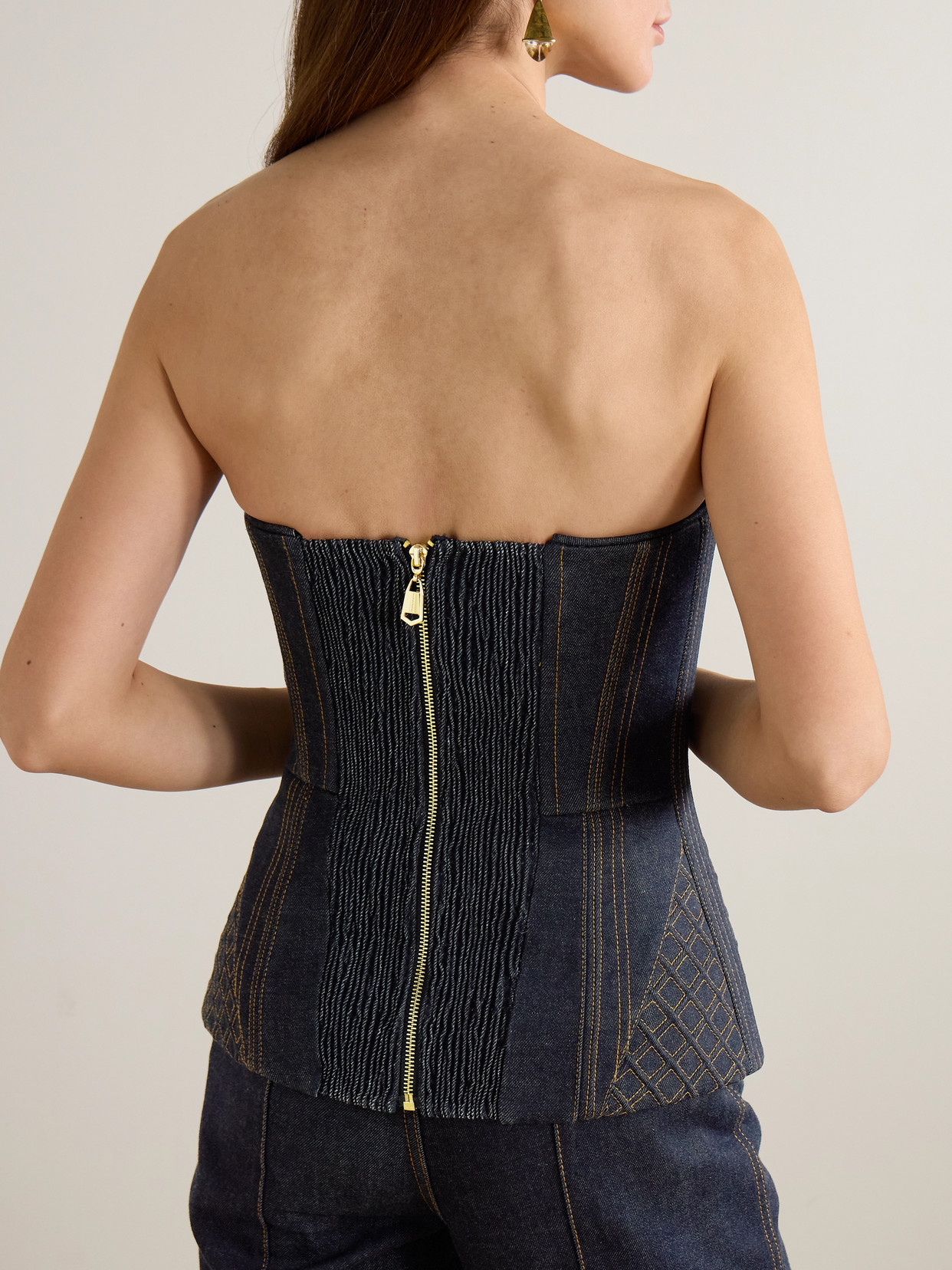 Zimmermann Denim Corset Top In Blue