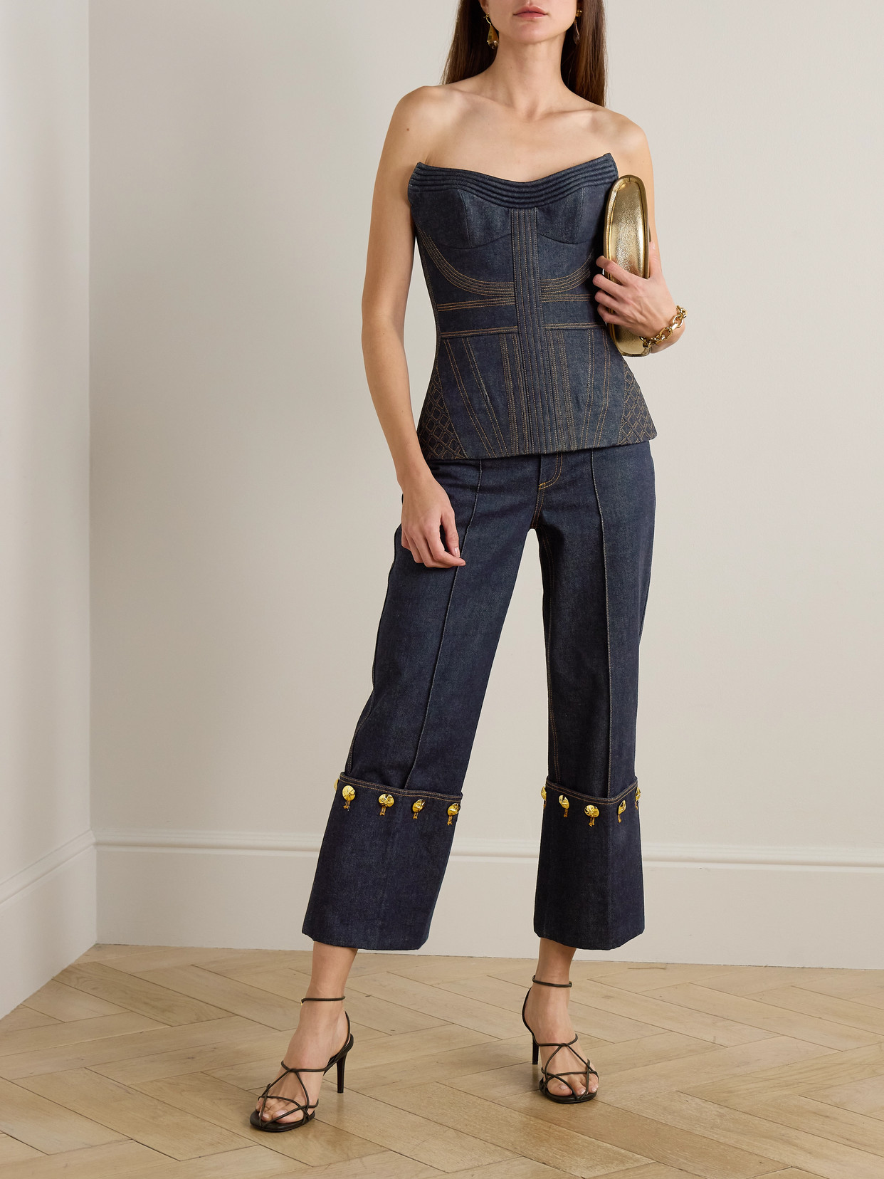 Zimmermann Denim Corset Top In Blue