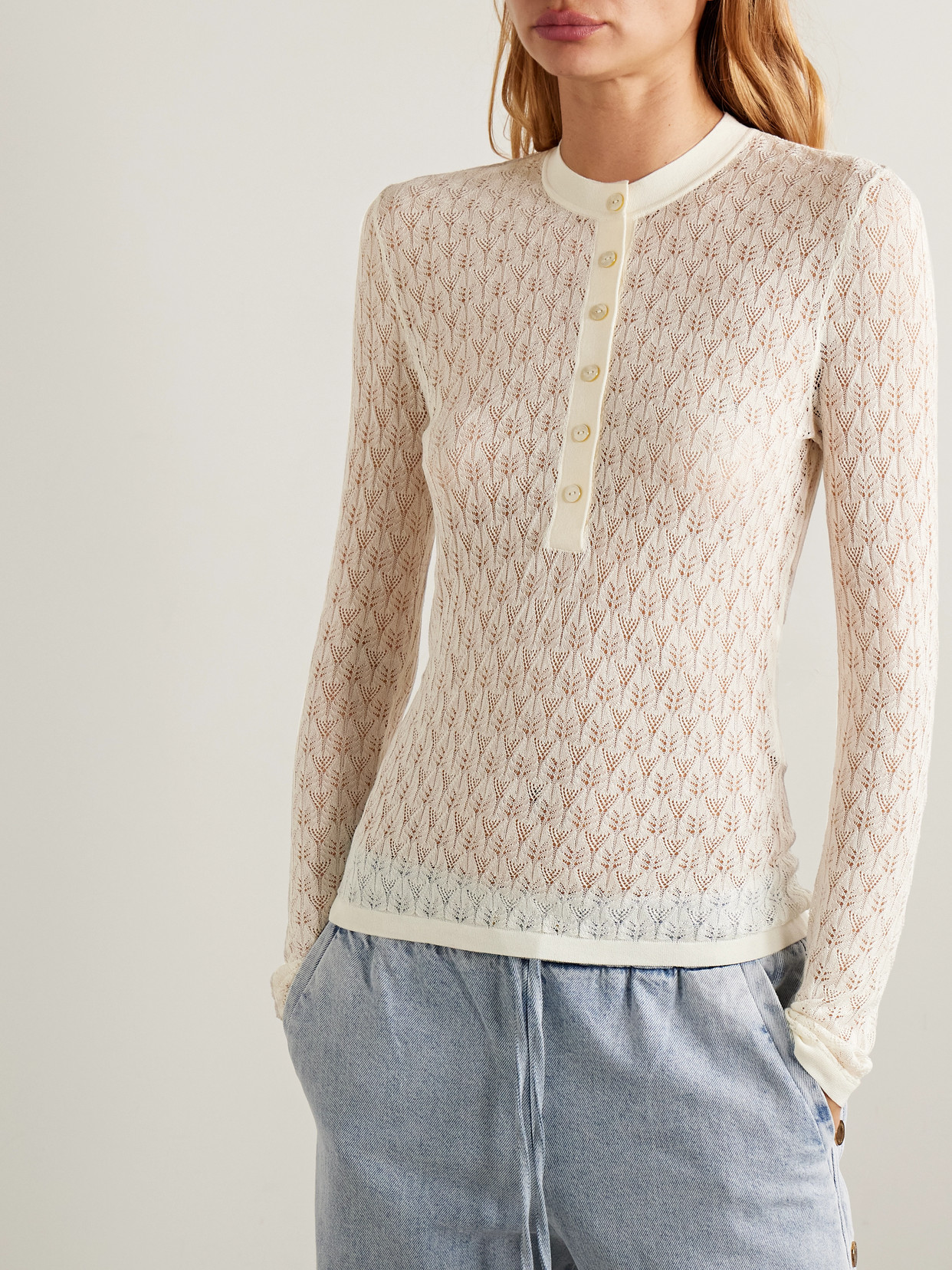 Zimmermann Pointelle-knit Lyocell-blend Top In White