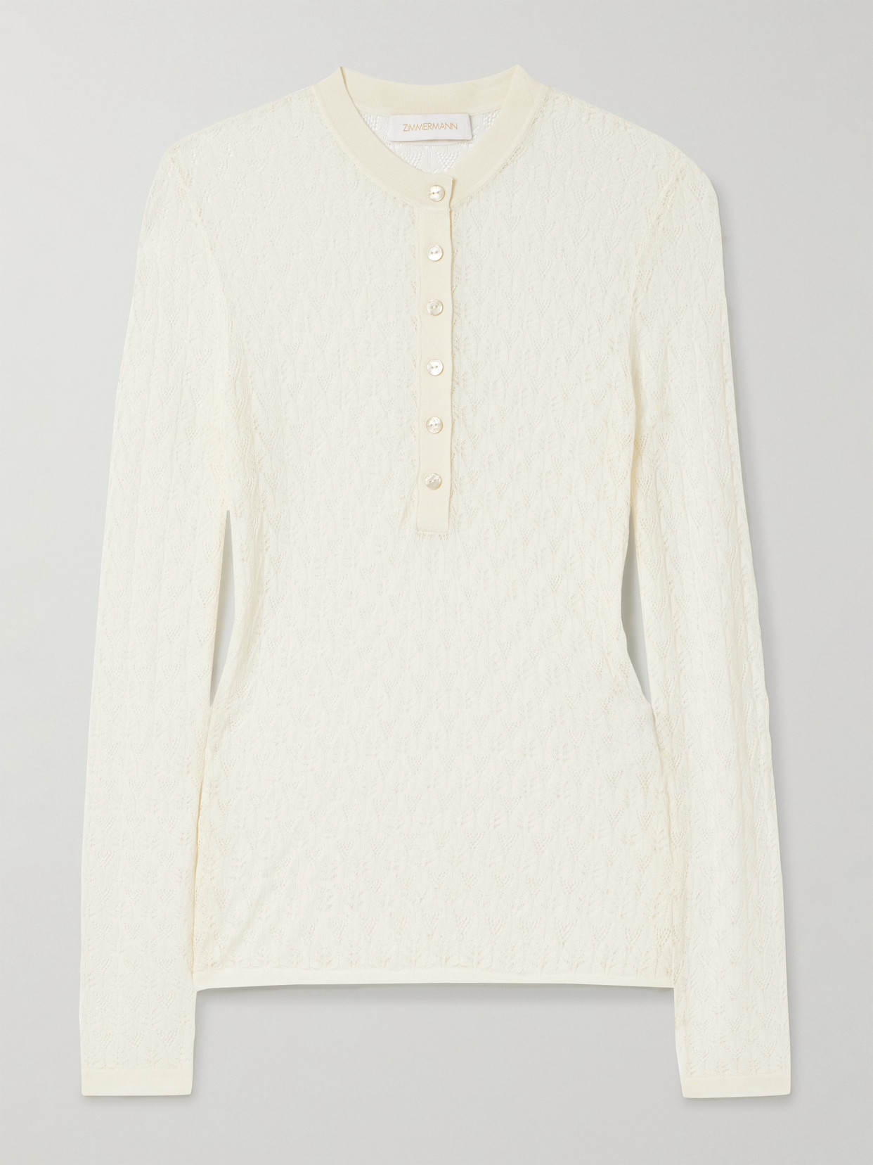 Zimmermann Pointelle-knit Lyocell-blend Top In White