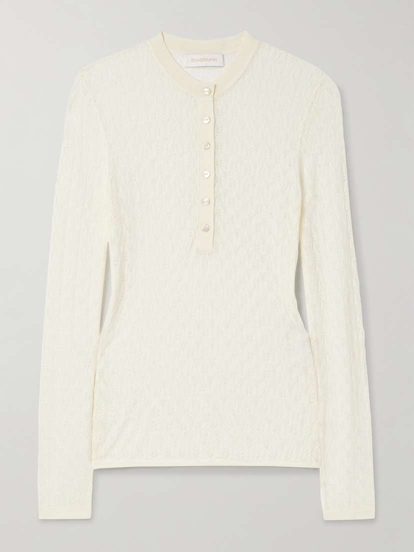 Zimmermann Pointelle-knit Lyocell-blend Top