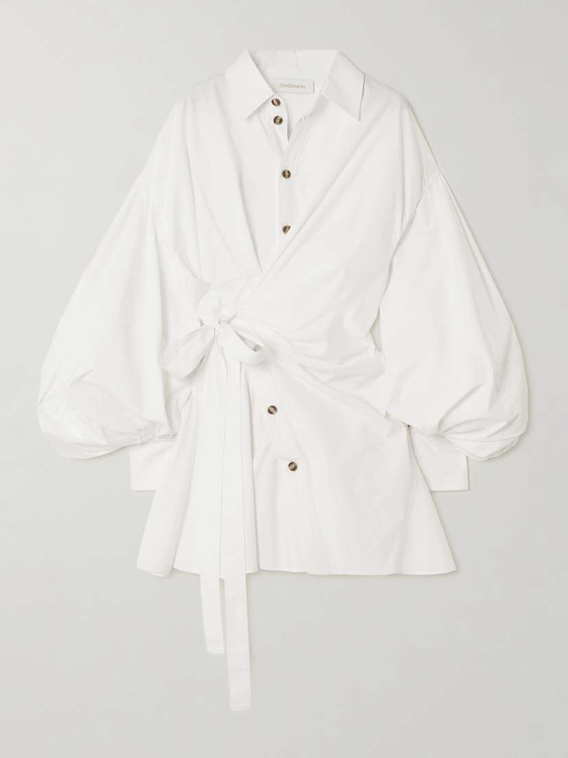 Zimmermann Rebellion Cotton-poplin Mini Wrap Dress