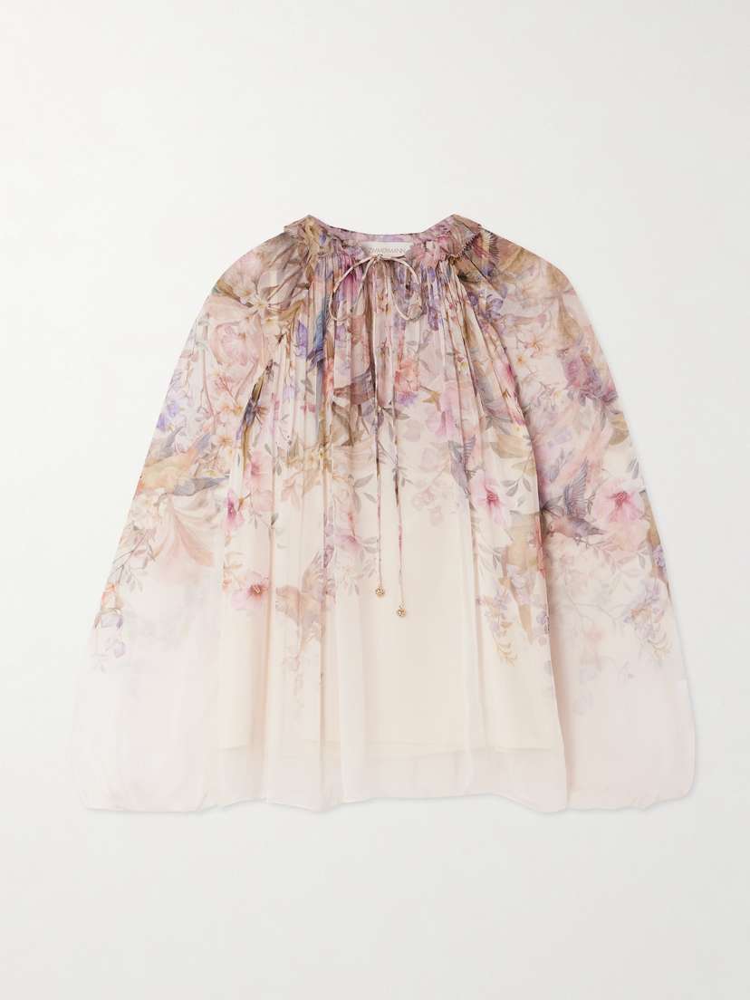 Zimmermann Rebellion Tie-detailed Gathered Chiffon Blouse