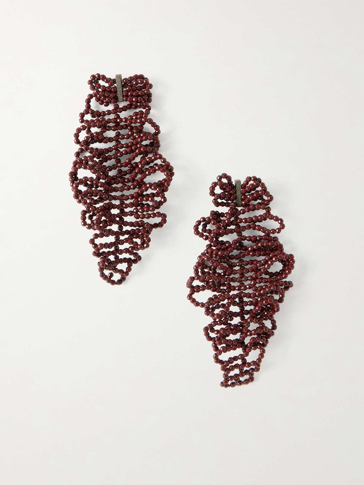 Brunello Cucinelli Beaded Red Earrings In Brown